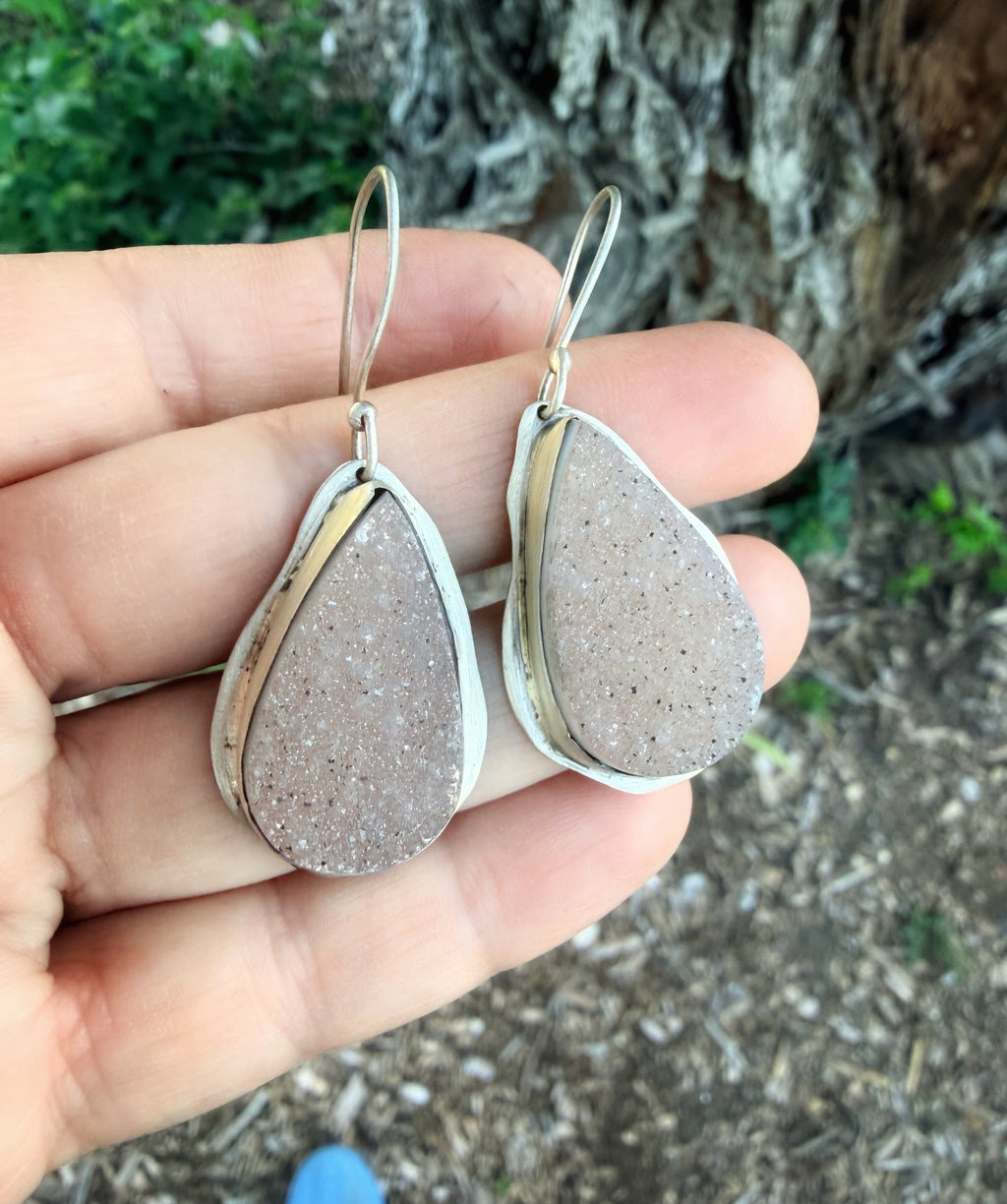 Druzy Quartz Dangle Earrings