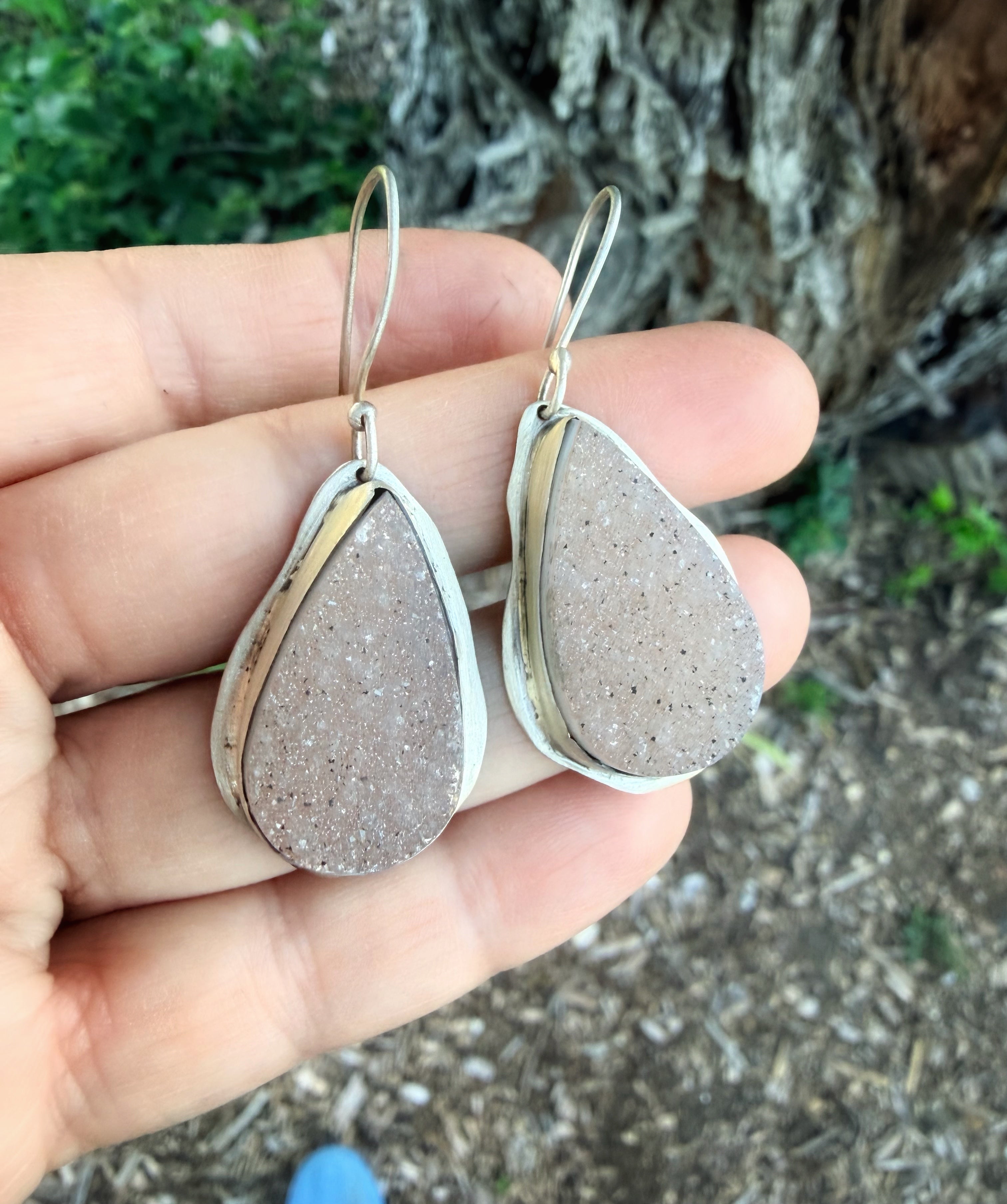 Druzy Quartz Dangle Earrings