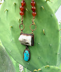 Desert Love Scolescite Turquoise Carnelian Necklace