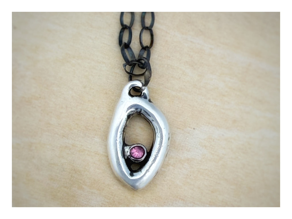 Oval Pink Tourmaline Sterling Silver Necklace