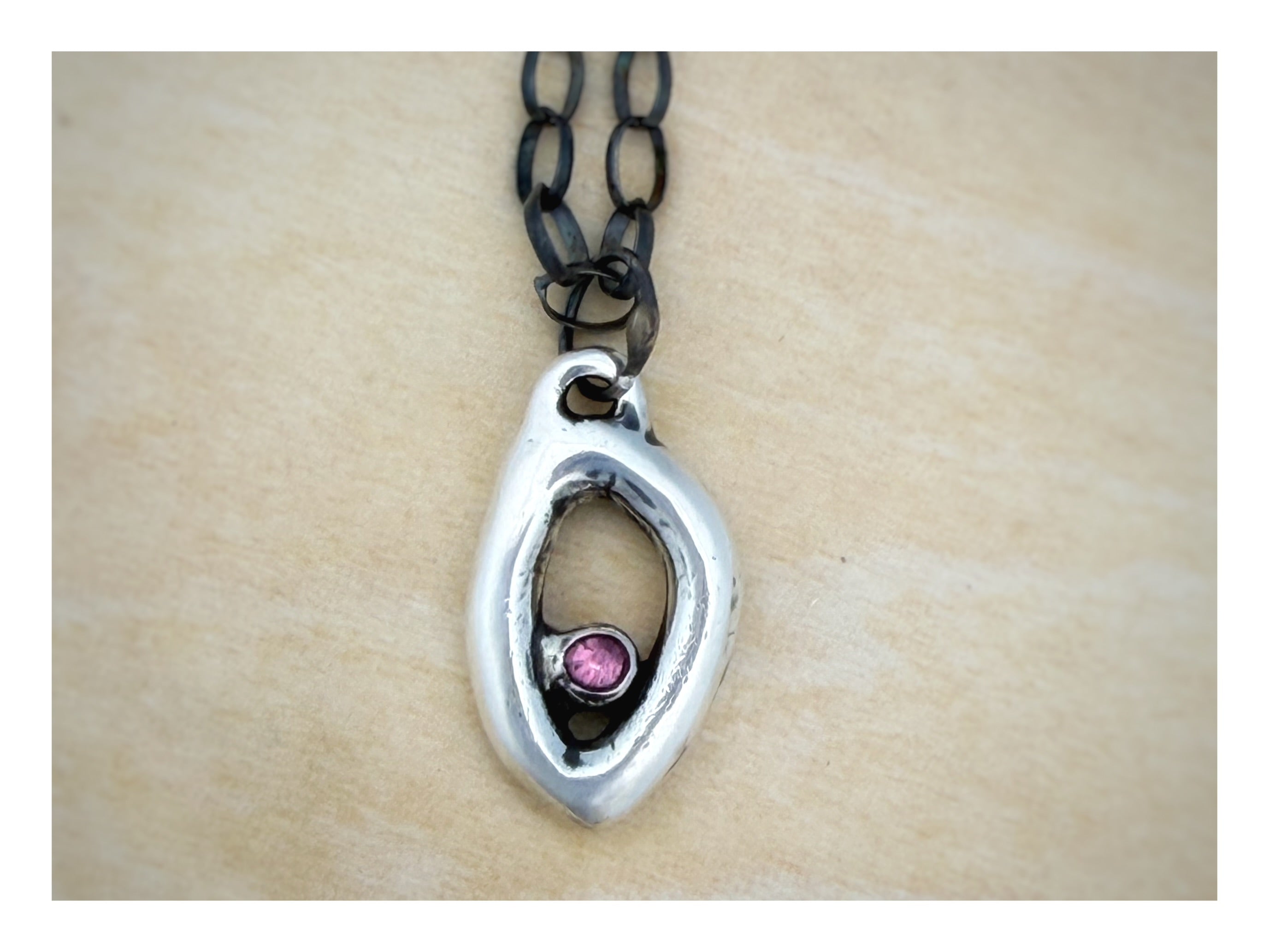 Oval Pink Tourmaline Sterling Silver Necklace