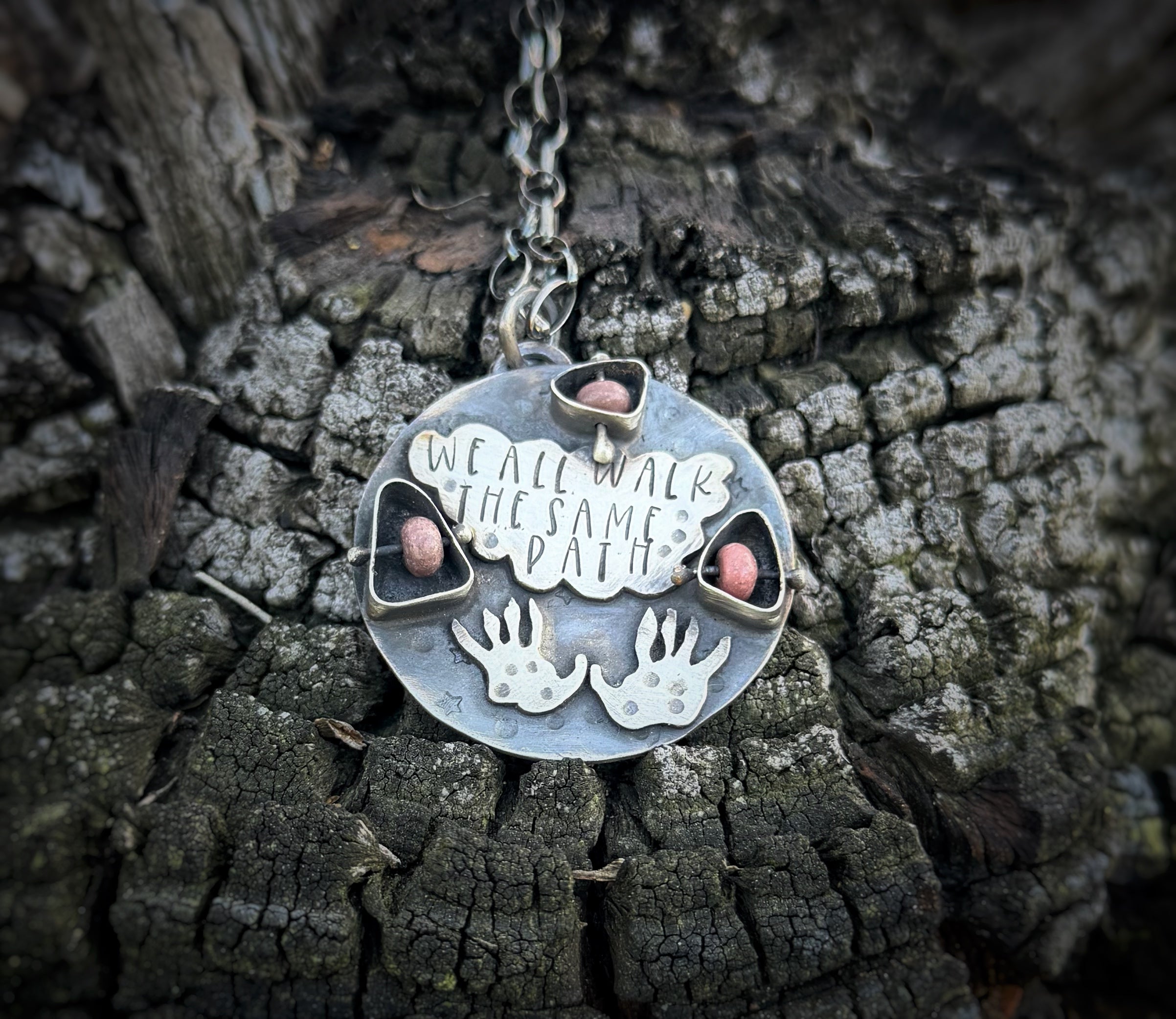 We All Walk the Same Path Opossum Paw Print Necklace