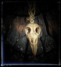 Bronze Raven Bird Skull Necklace