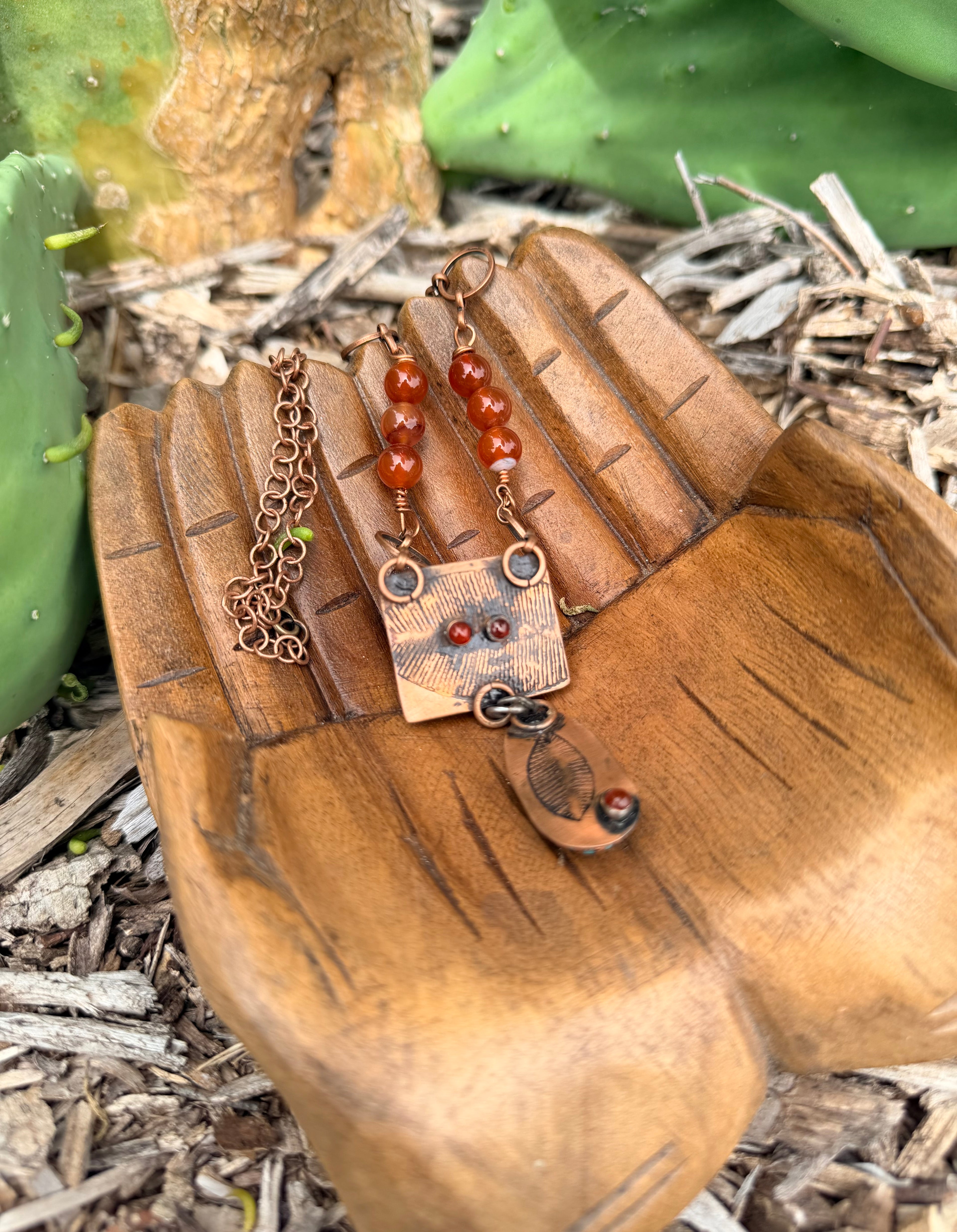 Desert Love Scolescite Turquoise Carnelian Necklace
