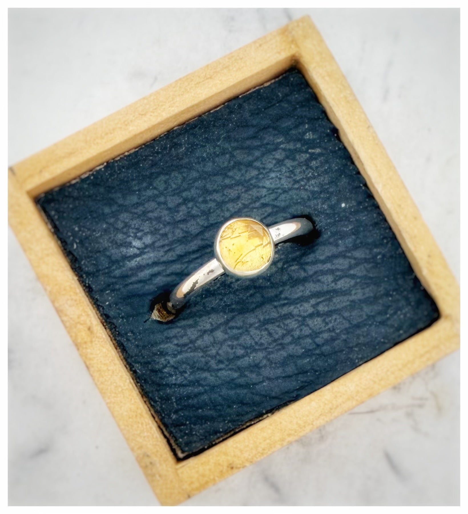 Dainty Rose-Cut Citrine Ring
