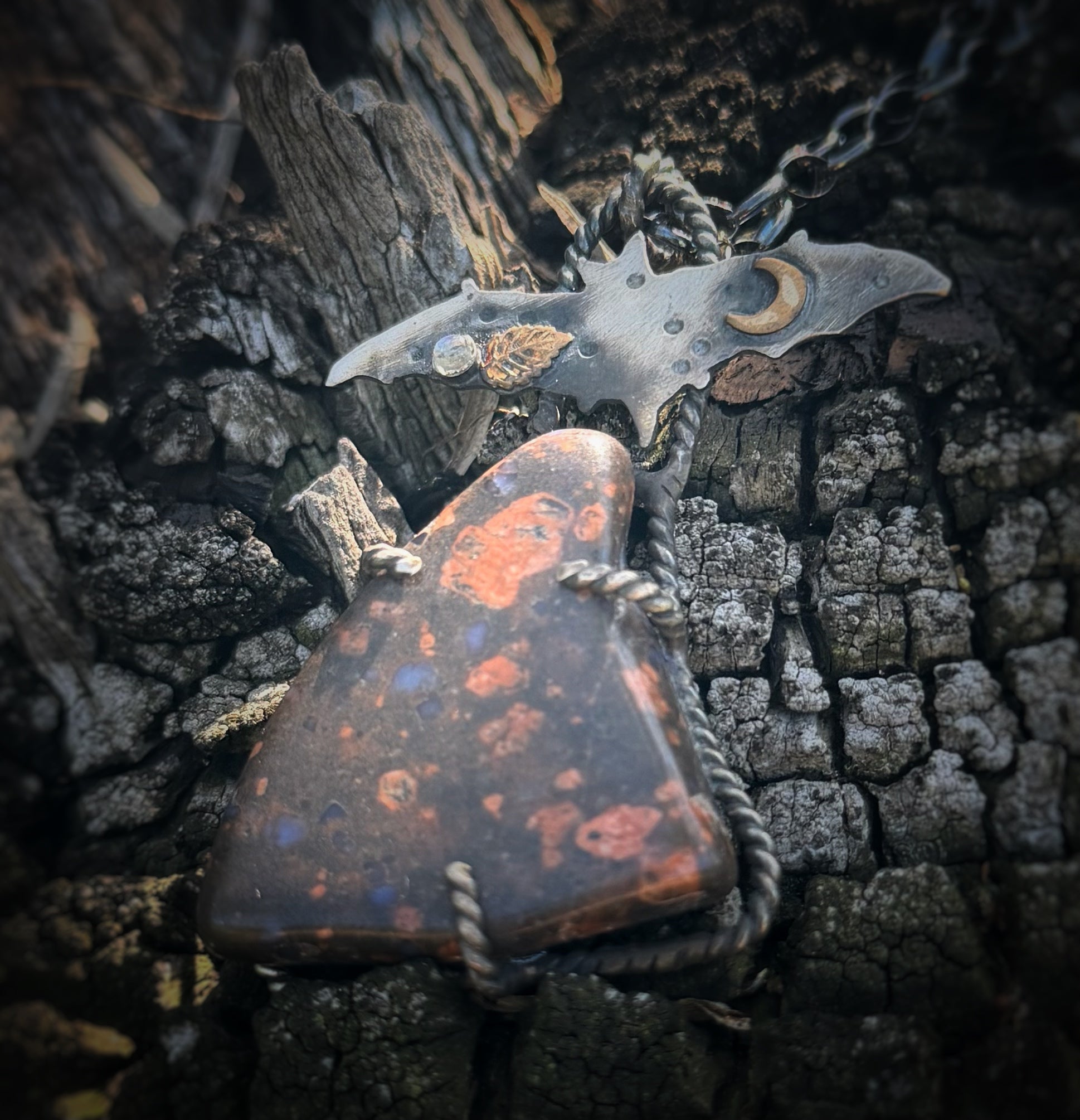 Llanite Bat Freeform Necklace