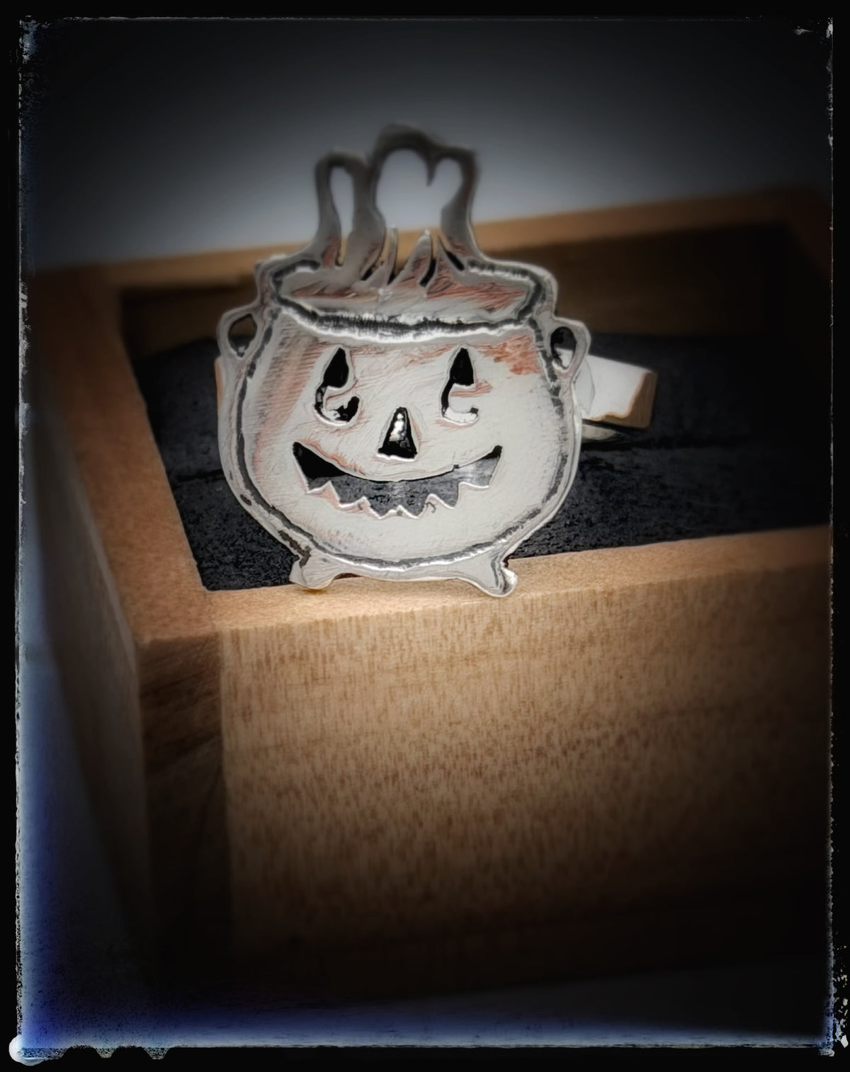 Jack O’ Lantern Cauldron Sterling Silver Ring