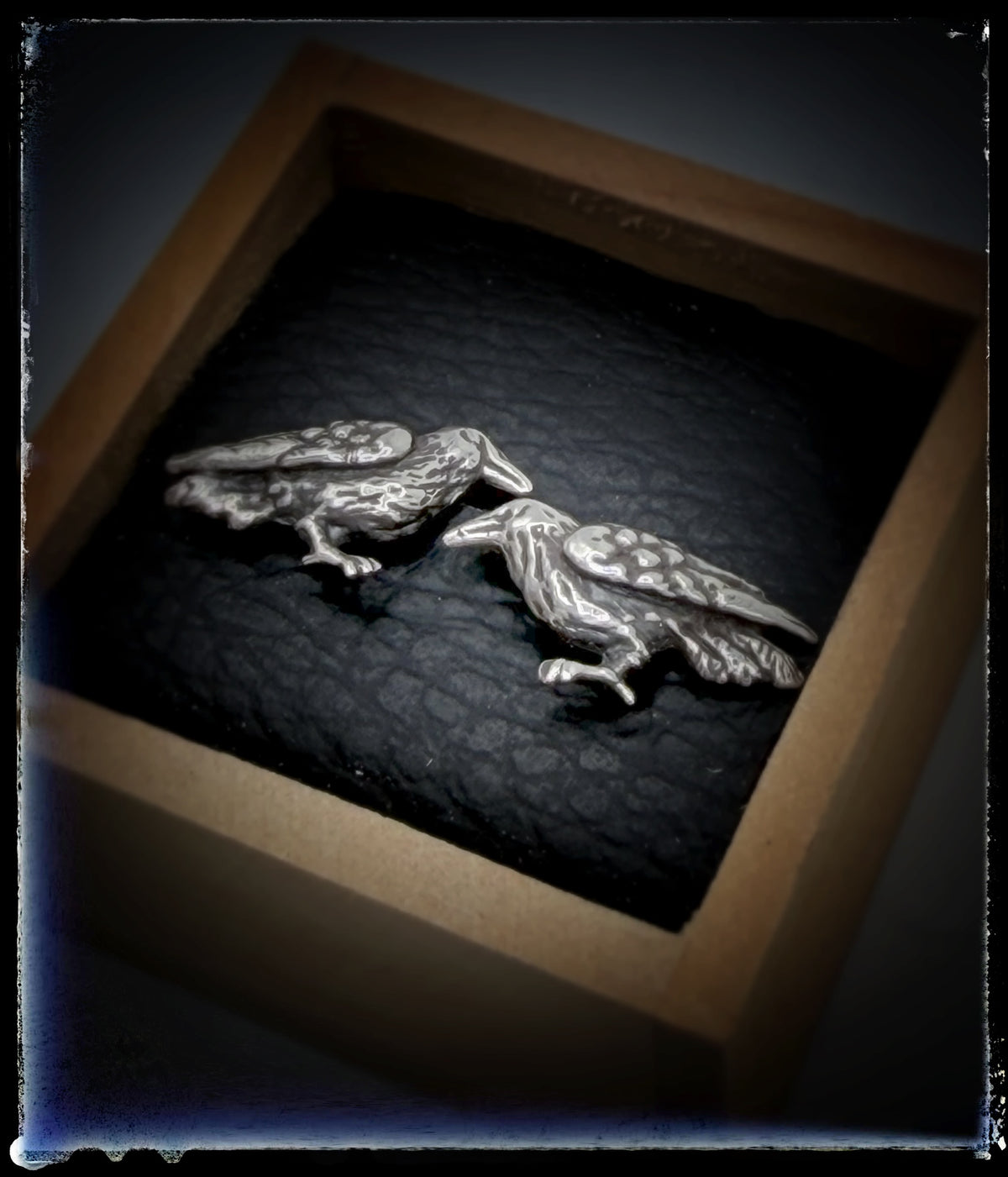 Tiny Crow Sterling Silver Earrings
