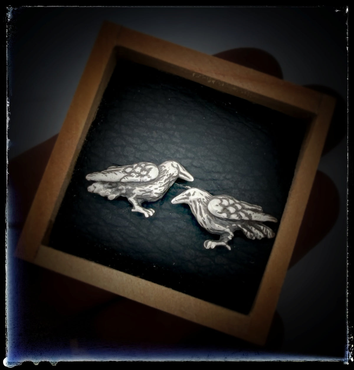 Tiny Crow Sterling Silver Earrings
