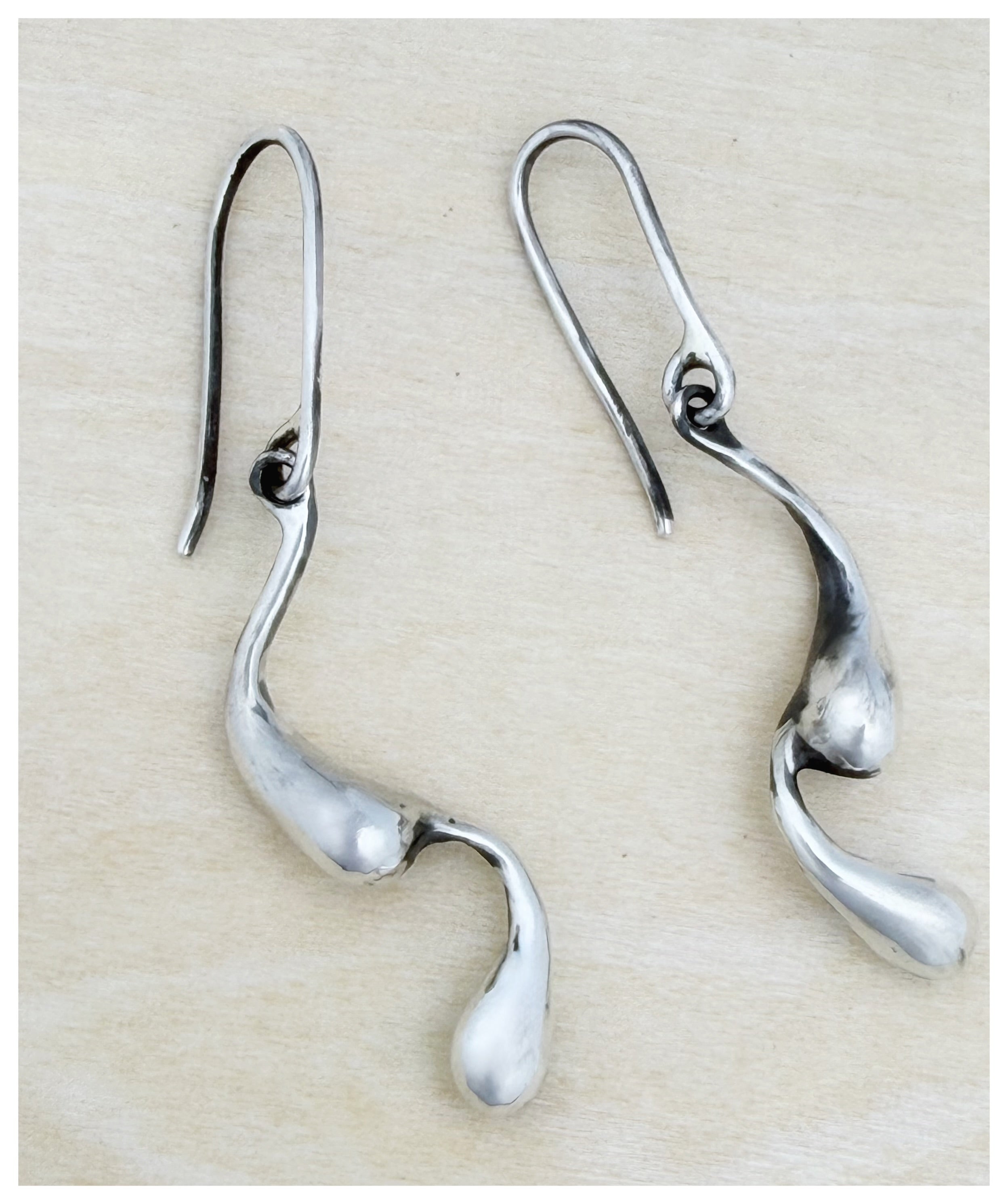 Sculptural Water Drop Sterling Silver Earrings