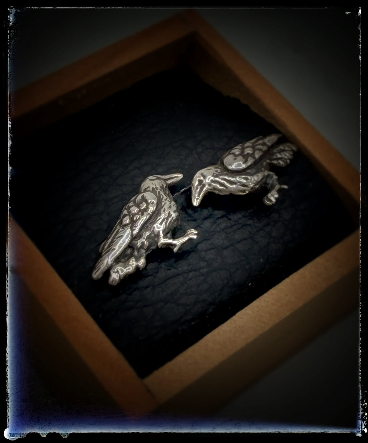 Tiny Crow Sterling Silver Earrings