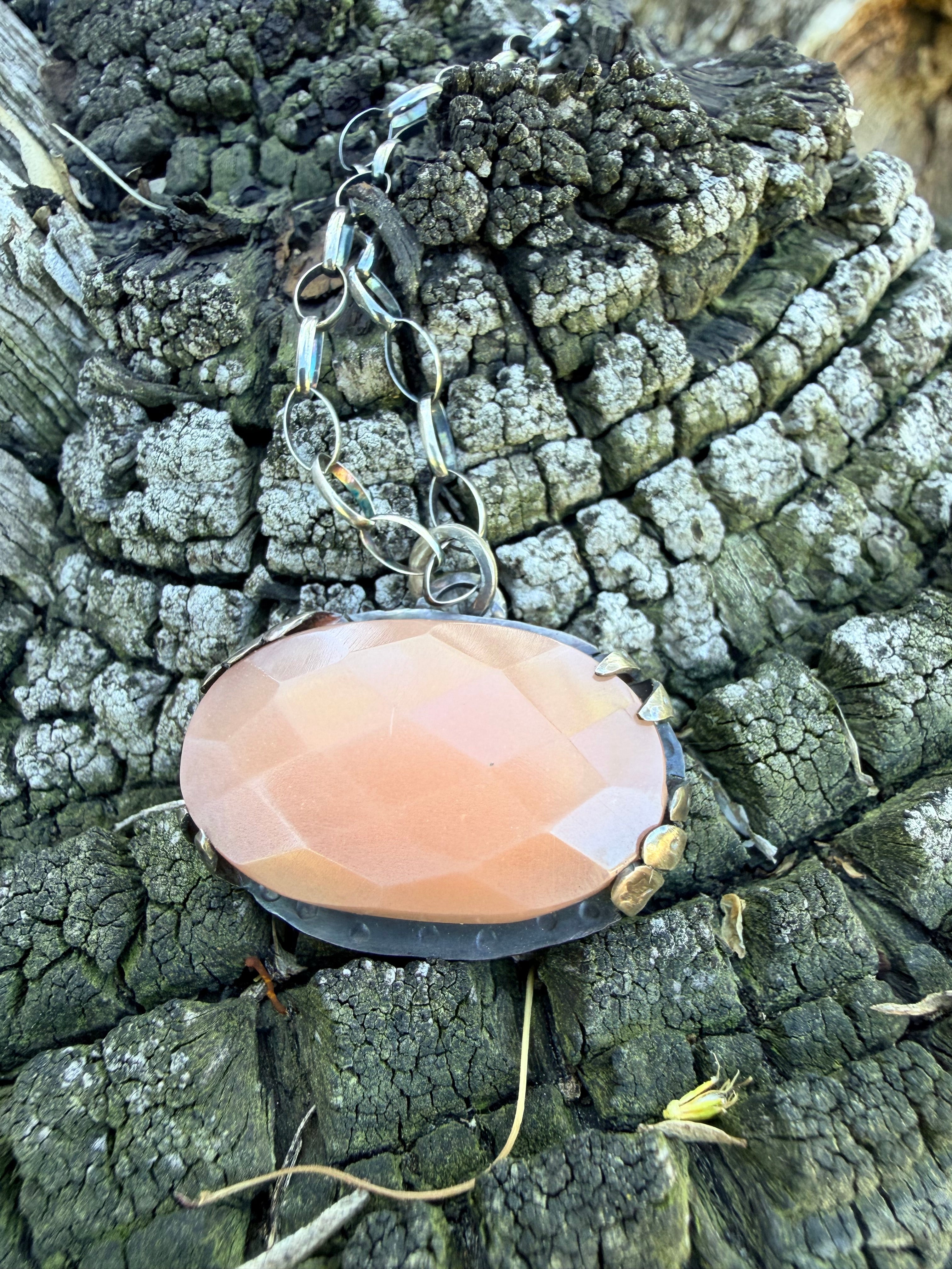 Moonstone Night Sky Oval Pendant