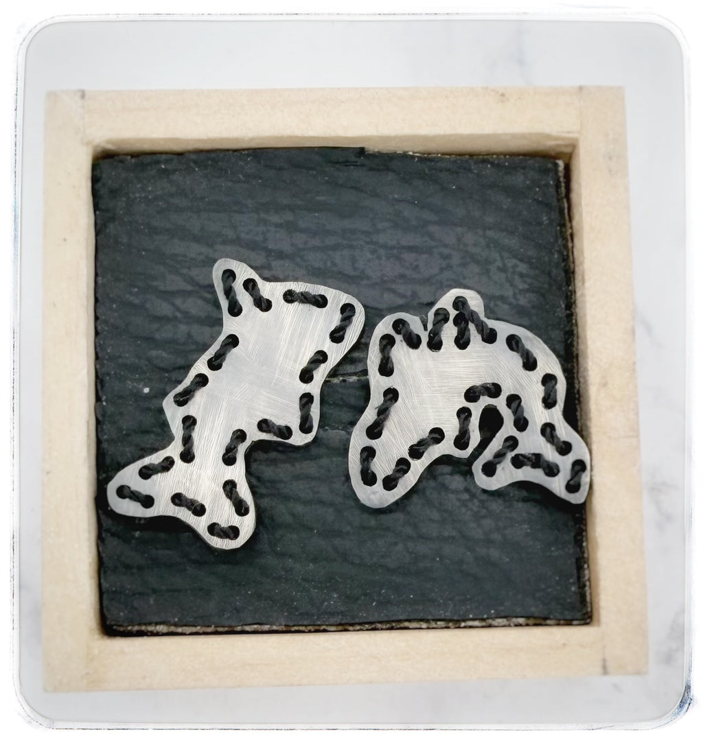 Stitched Mismatched Shark Earrings