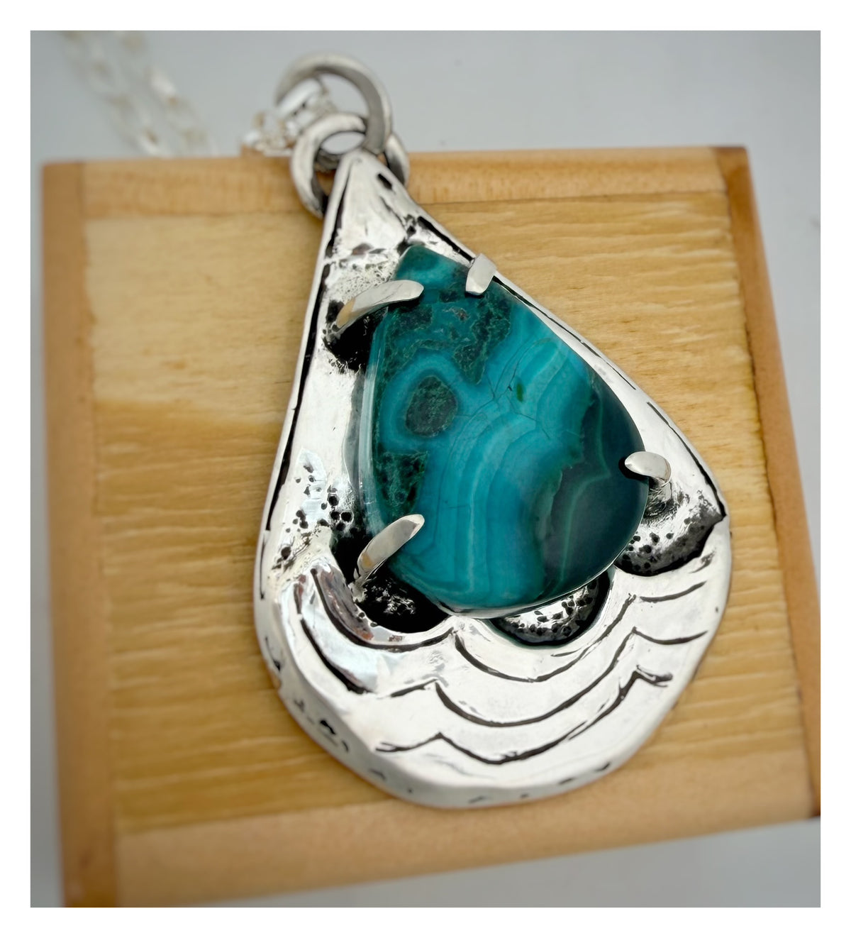 Chrysocolla Sterling Silver Water Drop Necklace