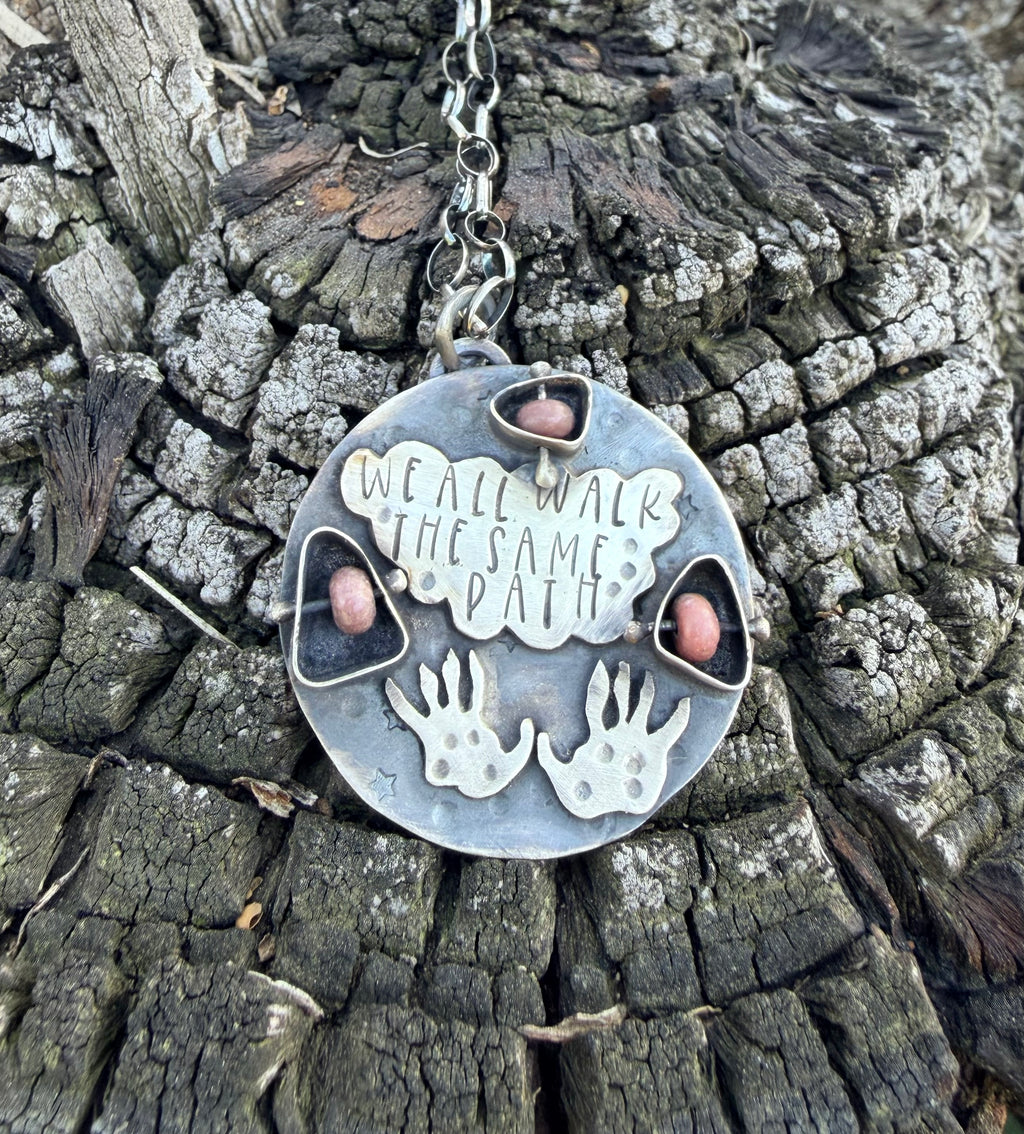 We All Walk the Same Path Opossum Paw Print Necklace