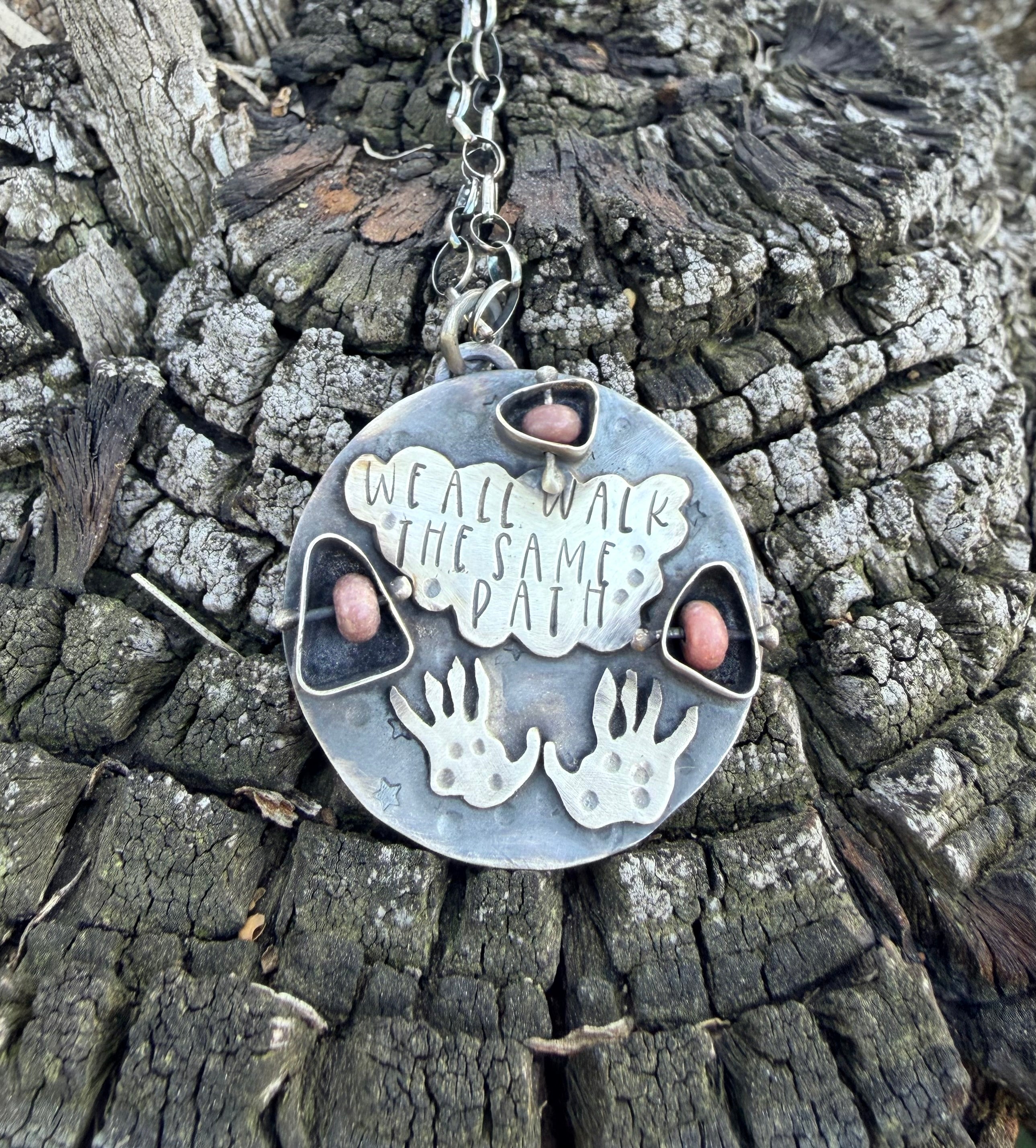 We All Walk the Same Path Opossum Paw Print Necklace