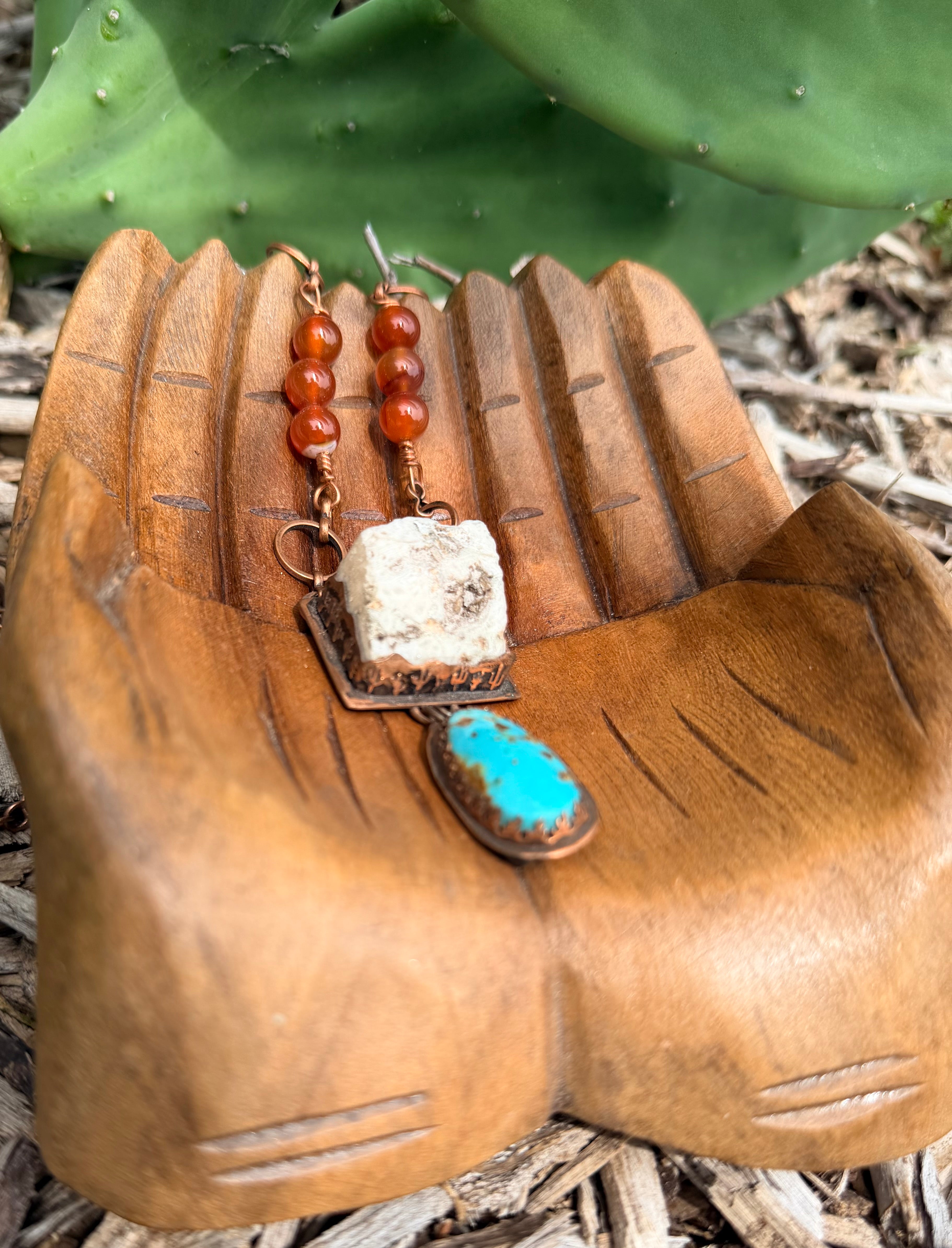 Desert Love Scolescite Turquoise Carnelian Necklace