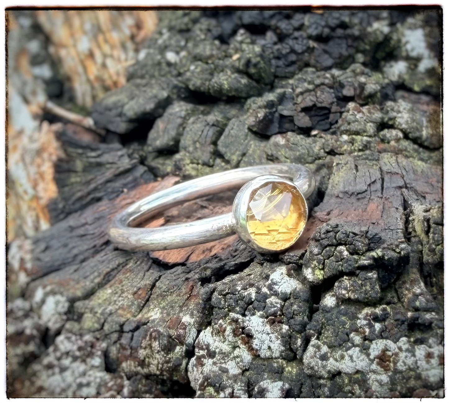 Dainty Rose-Cut Citrine Ring