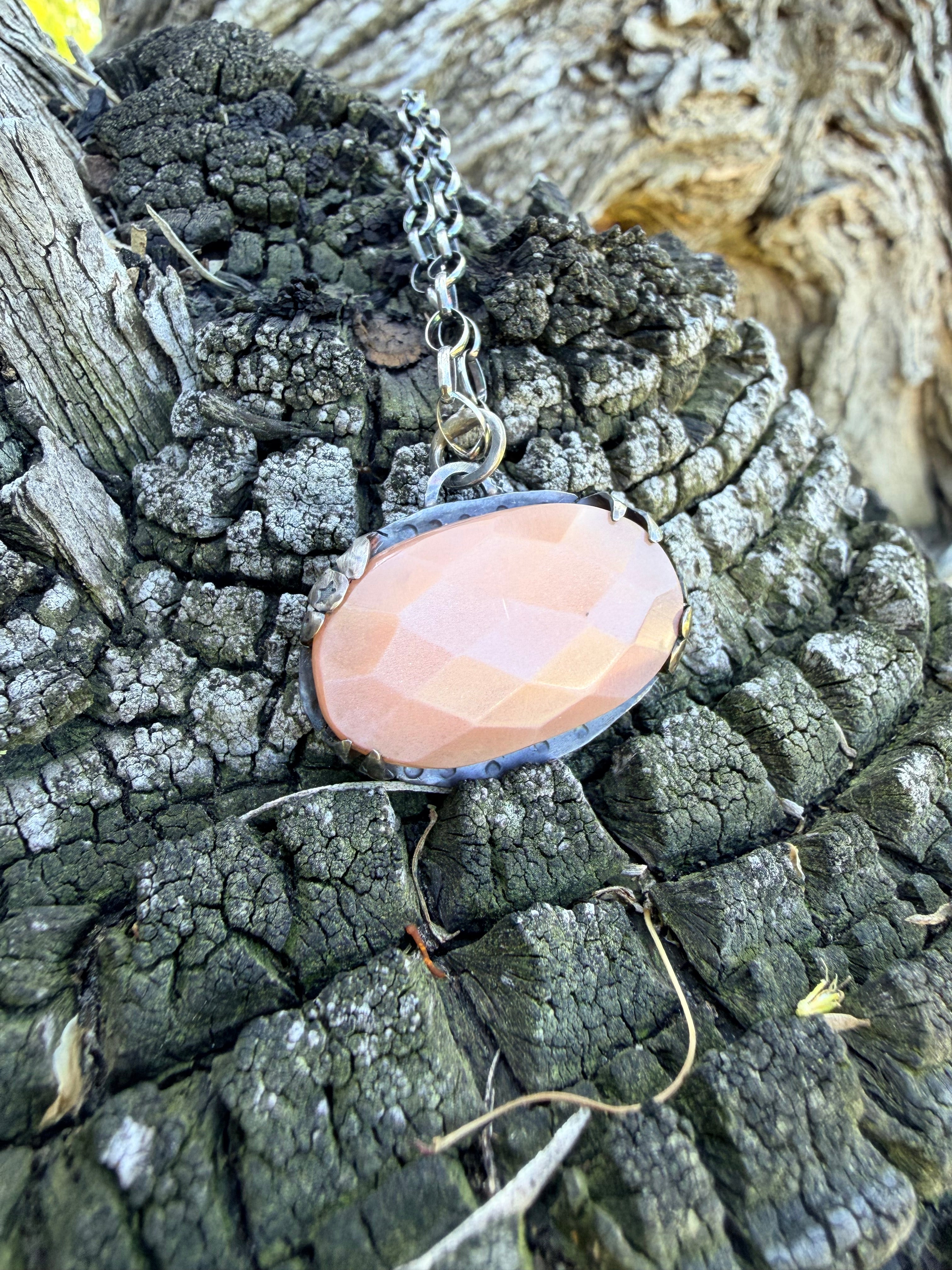 Moonstone Night Sky Oval Pendant