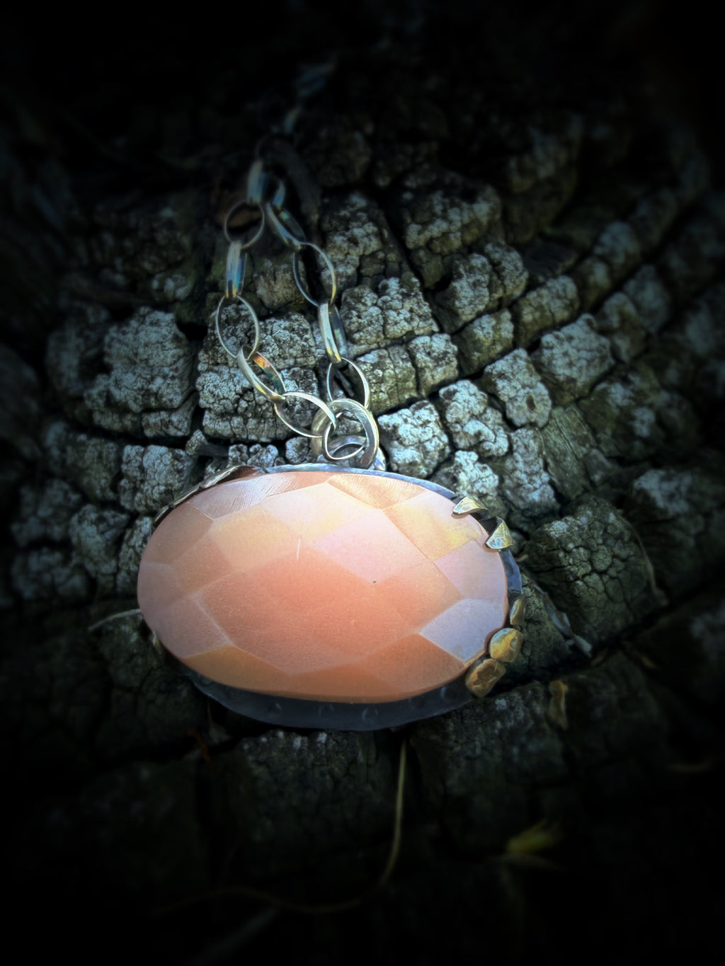 Moonstone Night Sky Oval Pendant