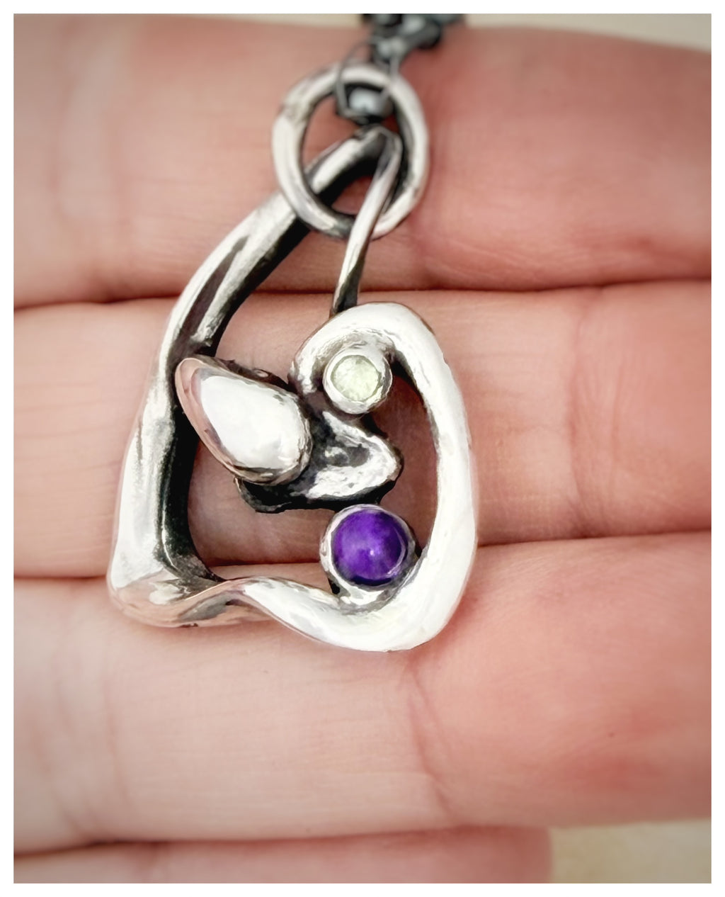Sculptural Sterling Silver Triangle Pendant