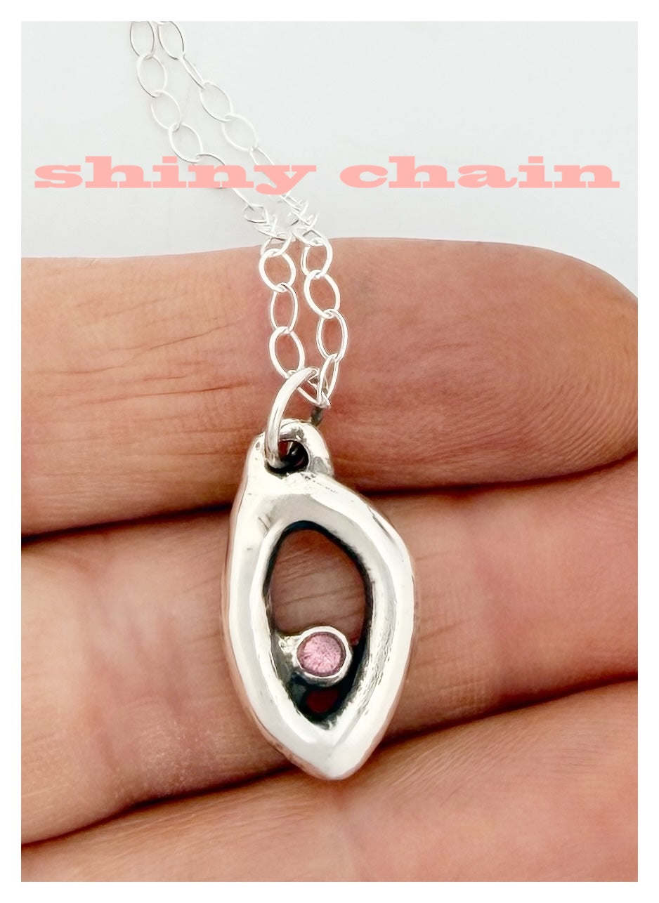 Oval Pink Tourmaline Sterling Silver Necklace