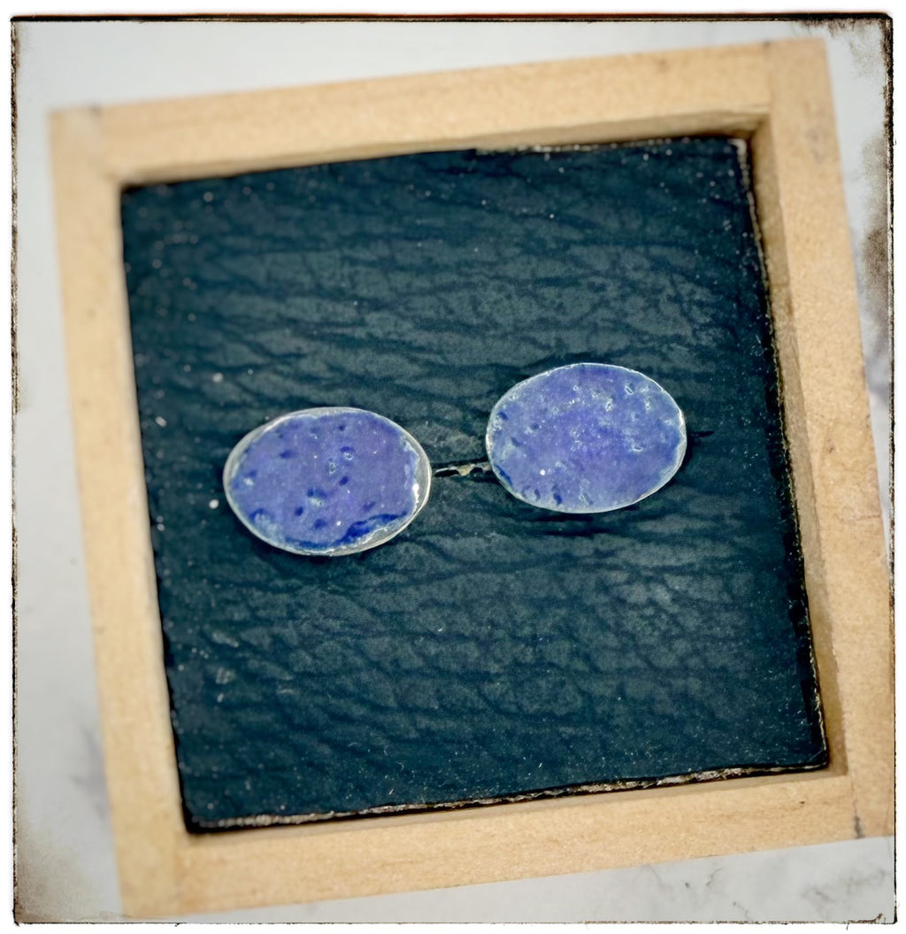 Blue Dot Enamel Post Earrings