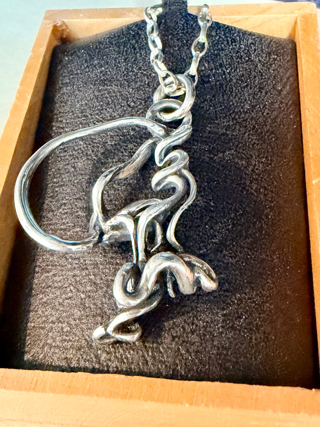 Sculptural Sterling Silver Pendant-With Herkimer Diamond & pink Tourmaline-or without gemstones