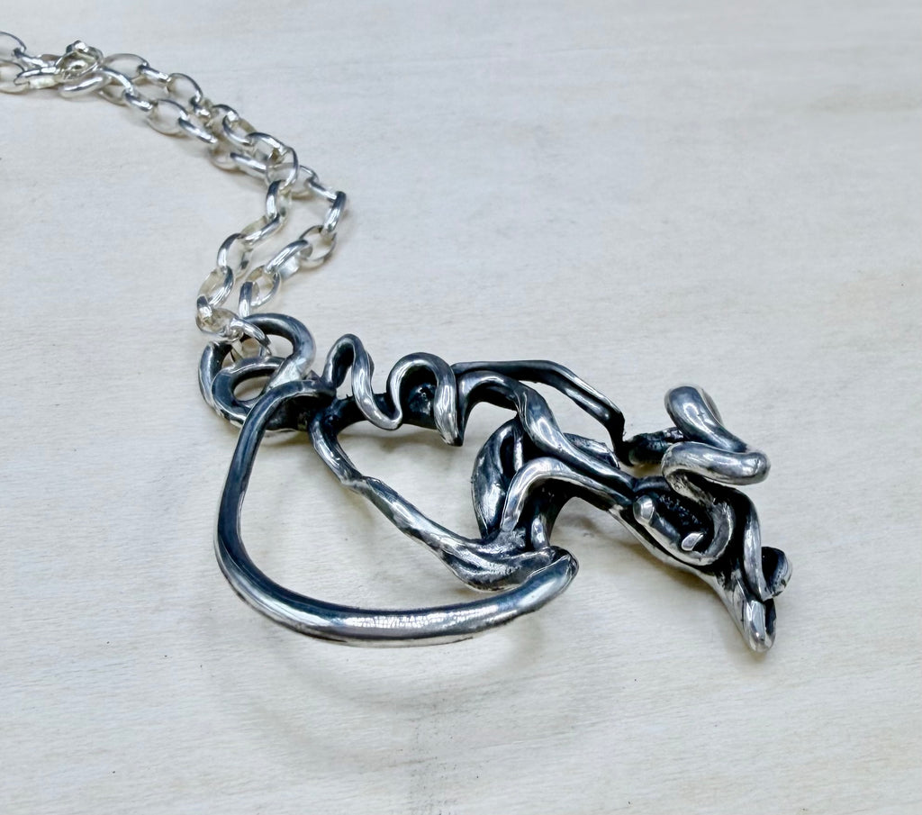 Sculptural Sterling Silver Pendant-With Herkimer Diamond & pink Tourmaline-or without gemstones