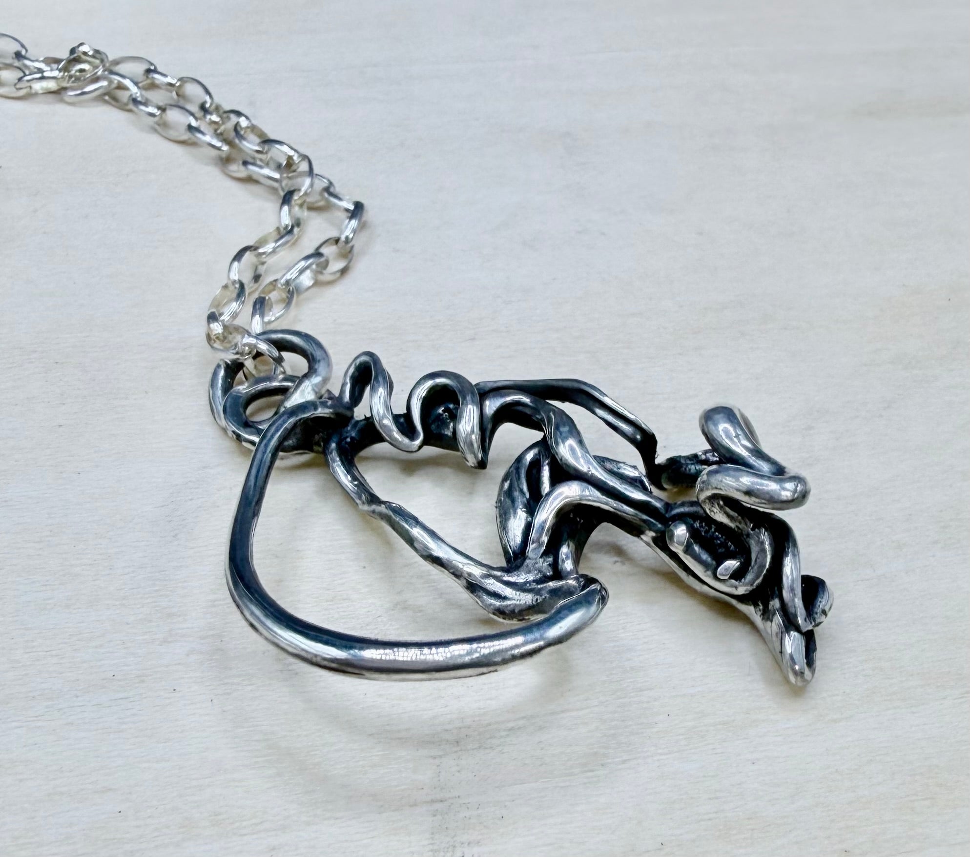 Sculptural Sterling Silver Pendant-With Herkimer Diamond & pink Tourmaline-or without gemstones