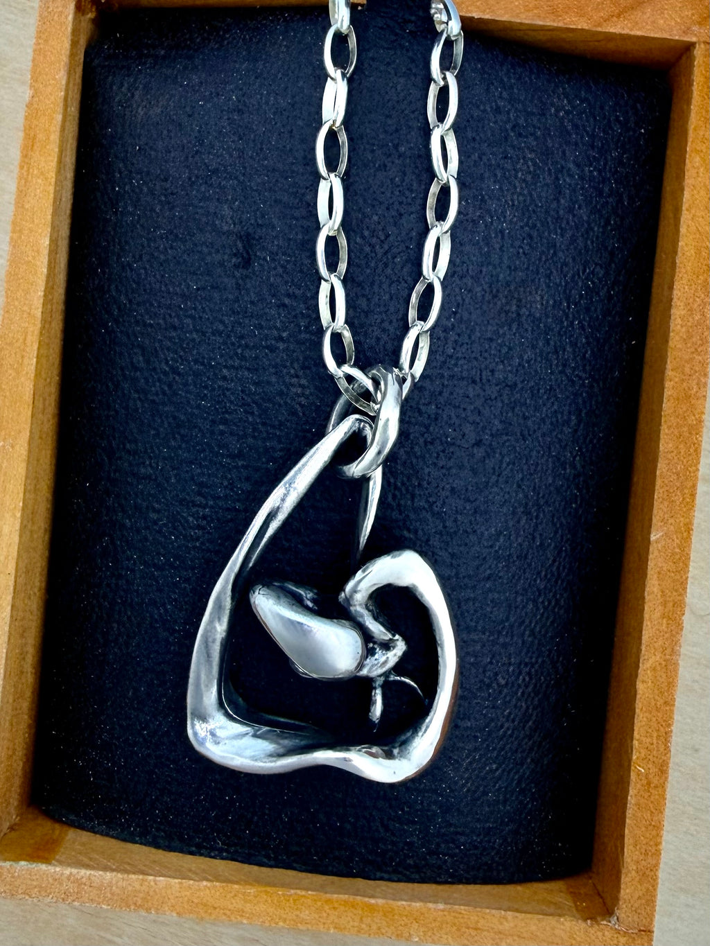 Sculptural Sterling Silver Triangle Pendant