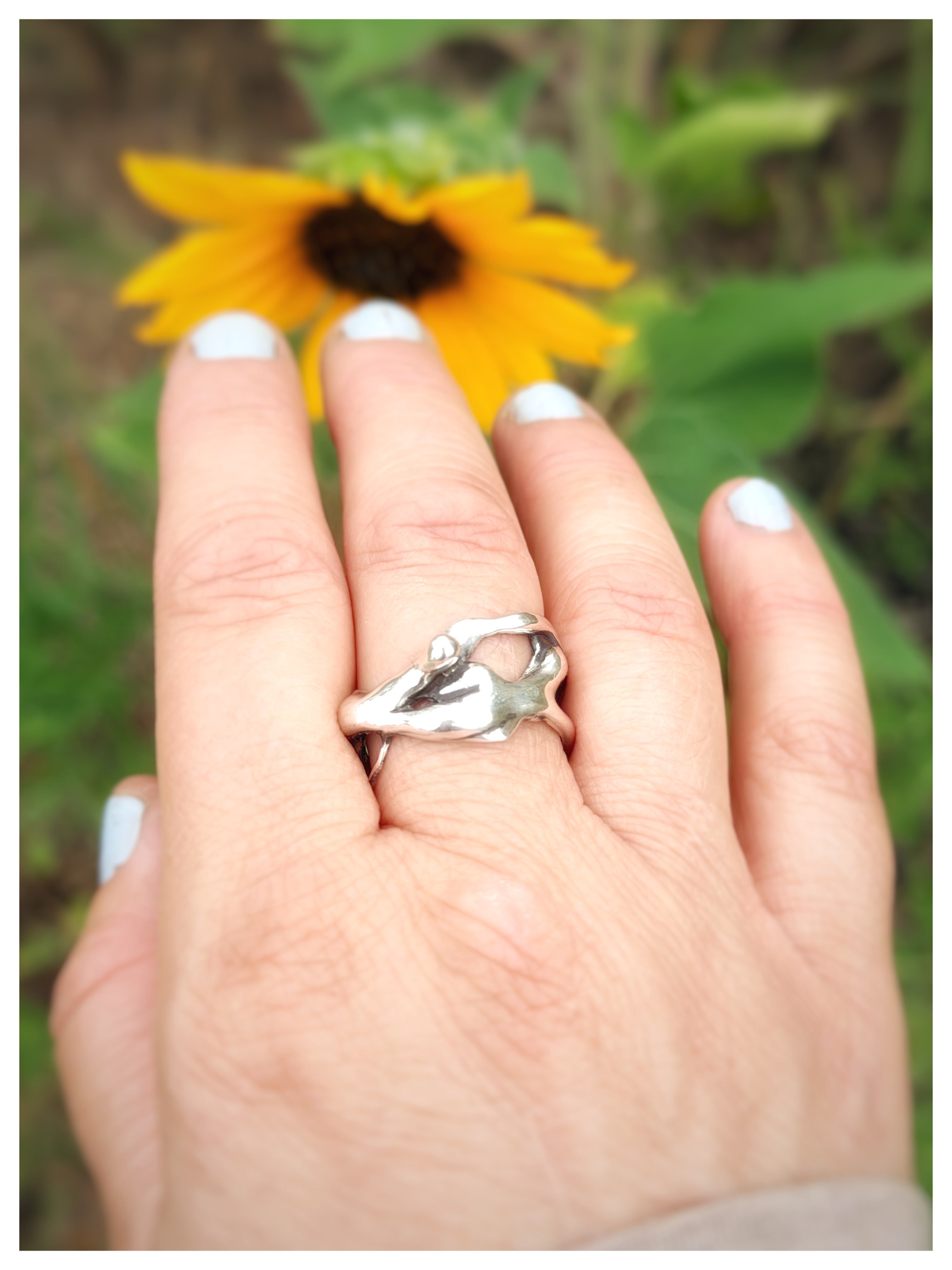 Sculptural Wide Sterling Silver Ring