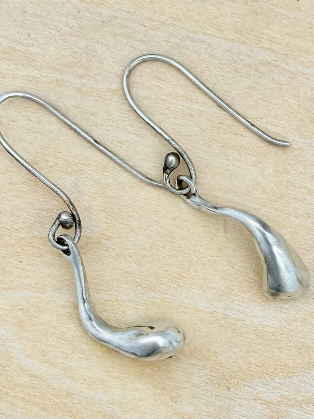 Single Water Drop Sterling Silver Earrings