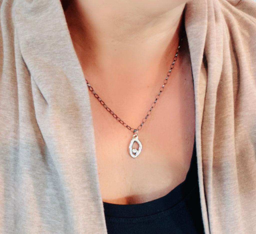 Oval Pink Tourmaline Sterling Silver Necklace