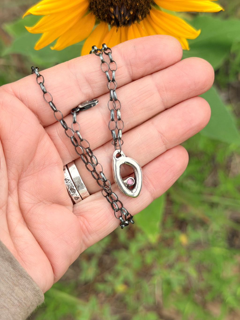 Oval Pink Tourmaline Sterling Silver Necklace