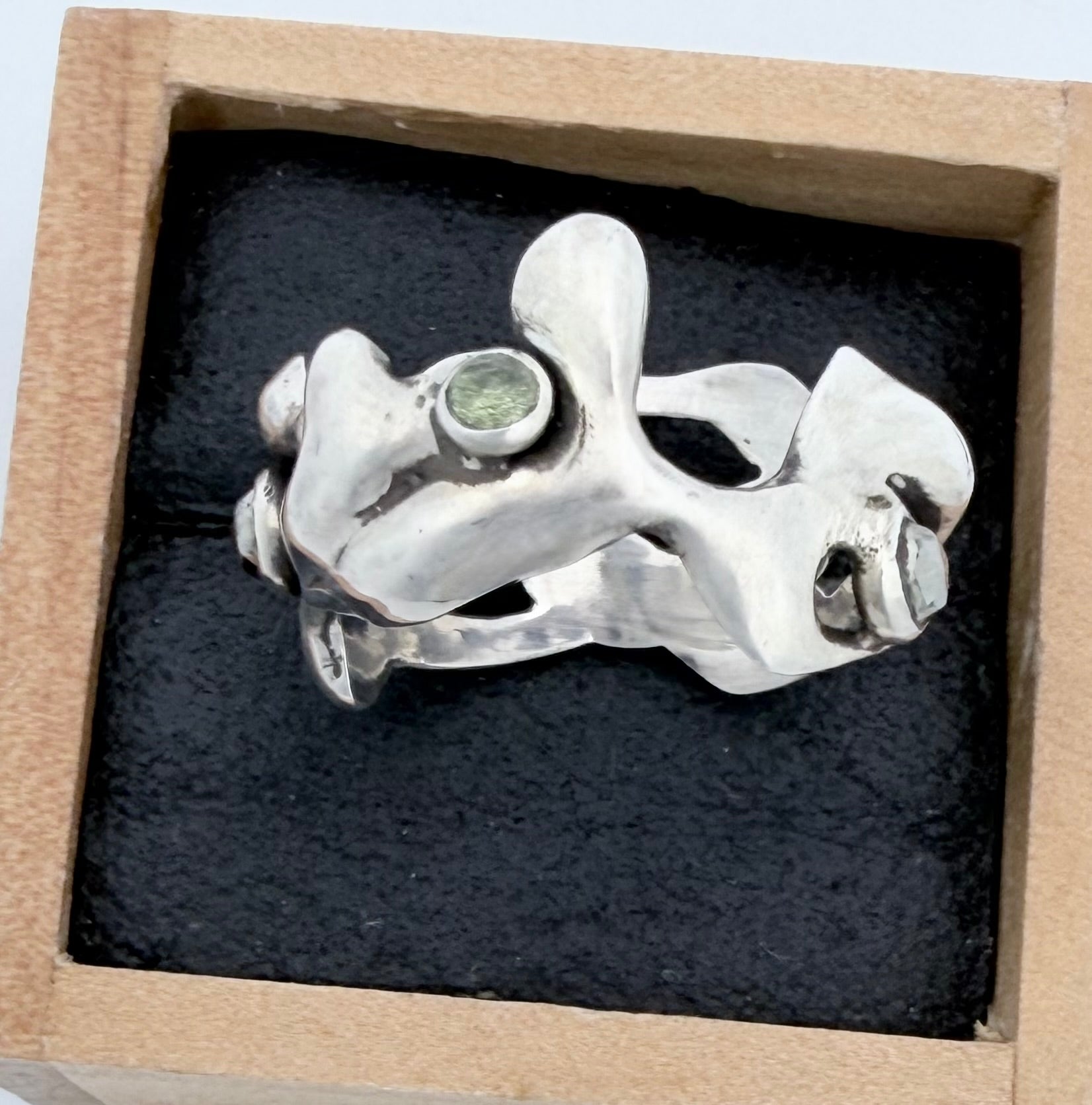 Sculptural Wide Sterling Silver Gloop Ring with Rose-Cut Pyrite gemstones
