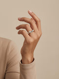 Sculptural Zig Zag Sterling Silver Gloop Ring with Rose-Cut Pyrite Gemstone ring