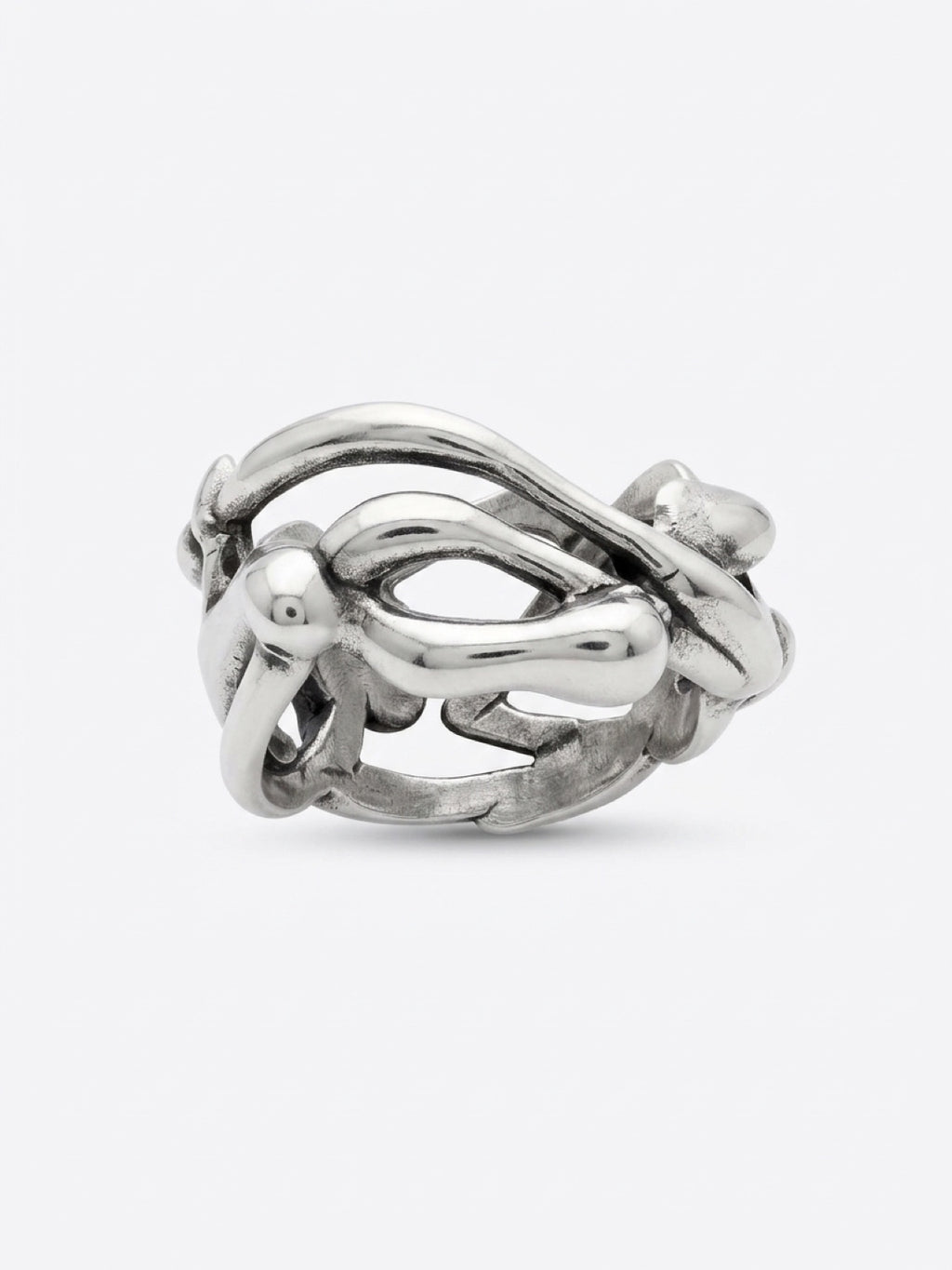 Sculptural Wide Sterling Silver Gloop Ring(Size 6)