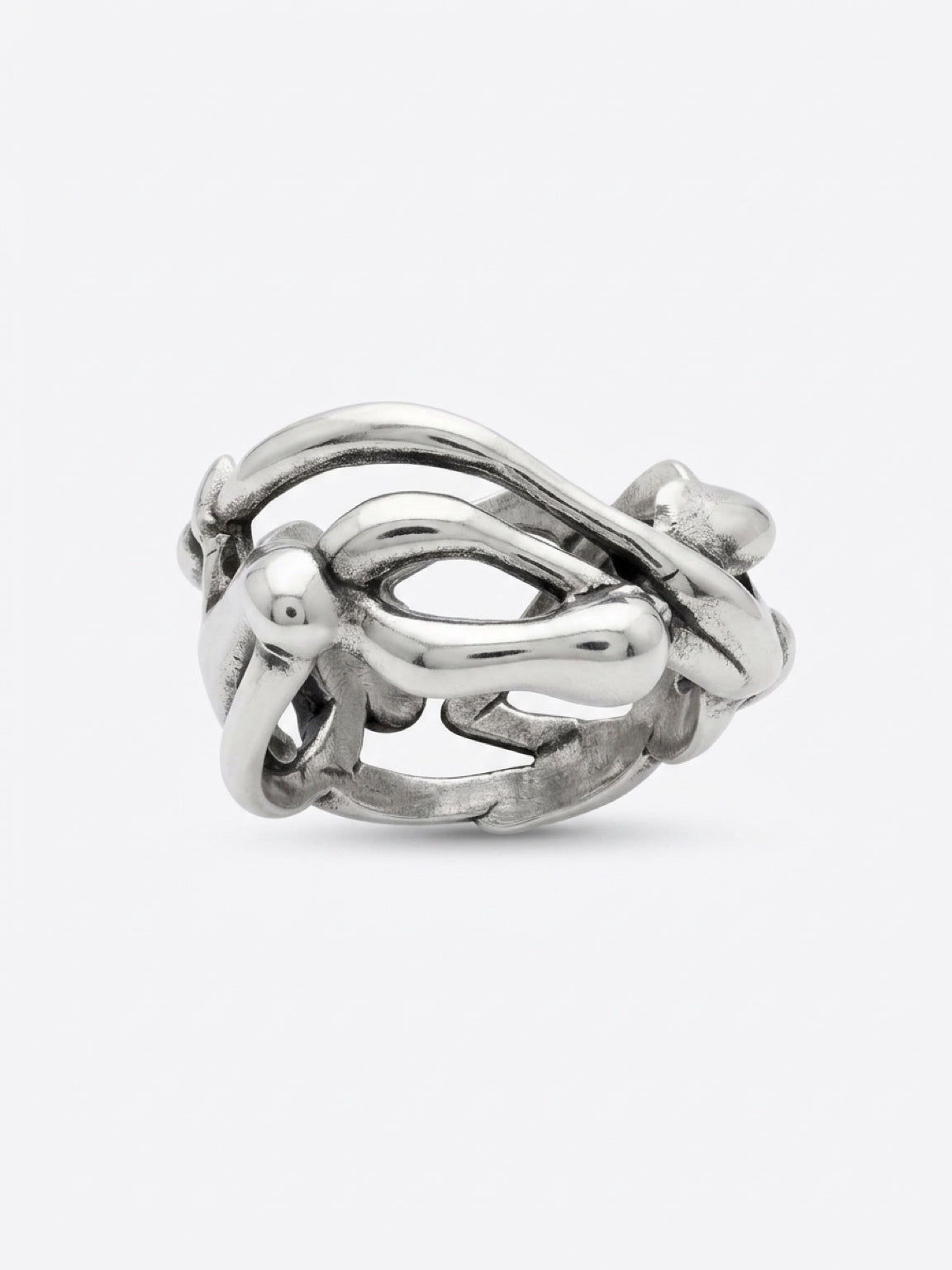 Sculptural Wide Sterling Silver Gloop Ring(Size 6)