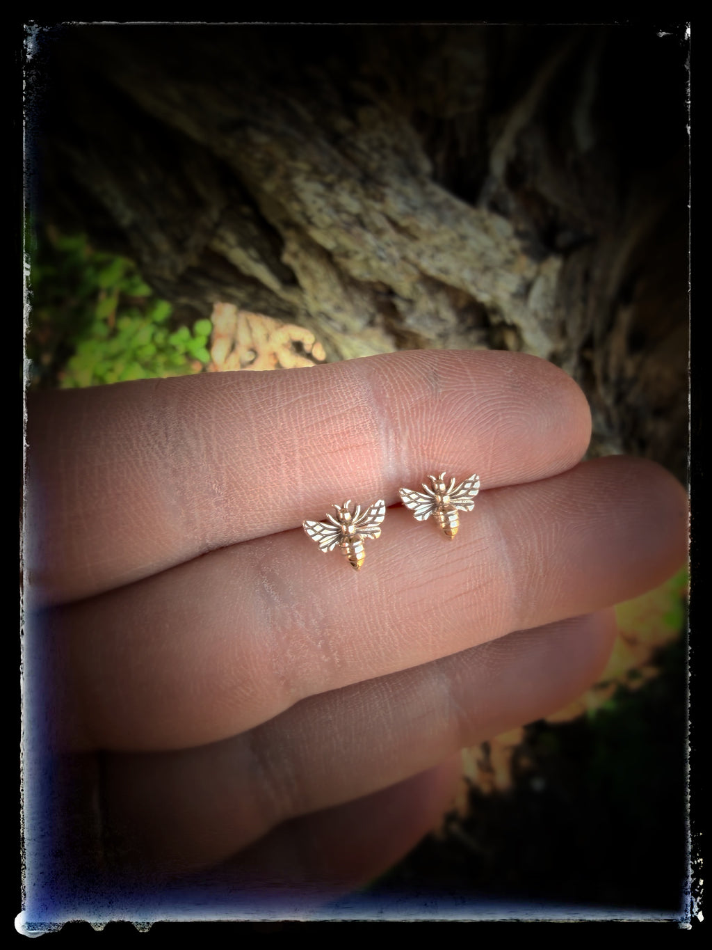 Bronze Dainty Bee Stud Earrings