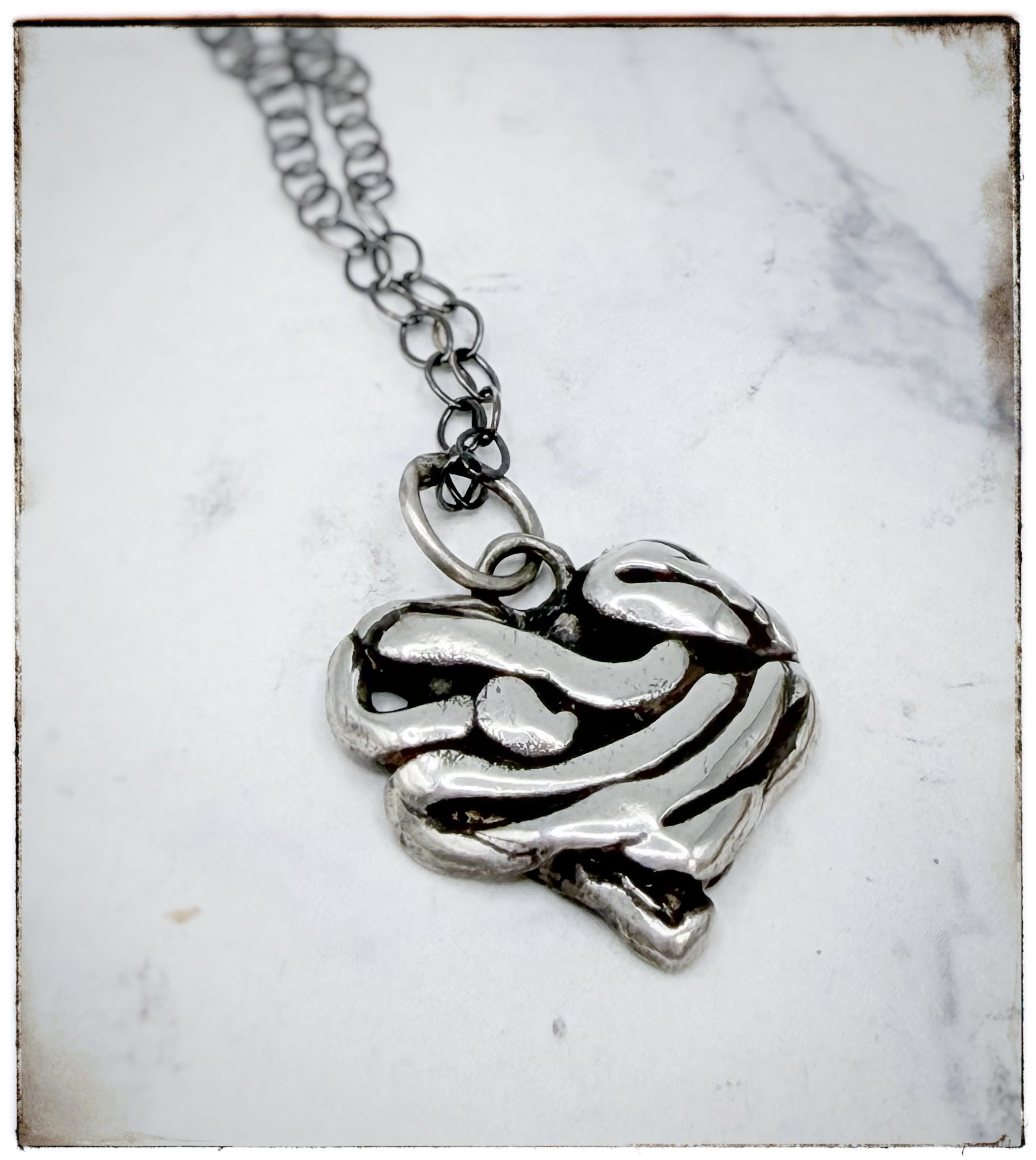 Silver Heart Sculptural Necklace