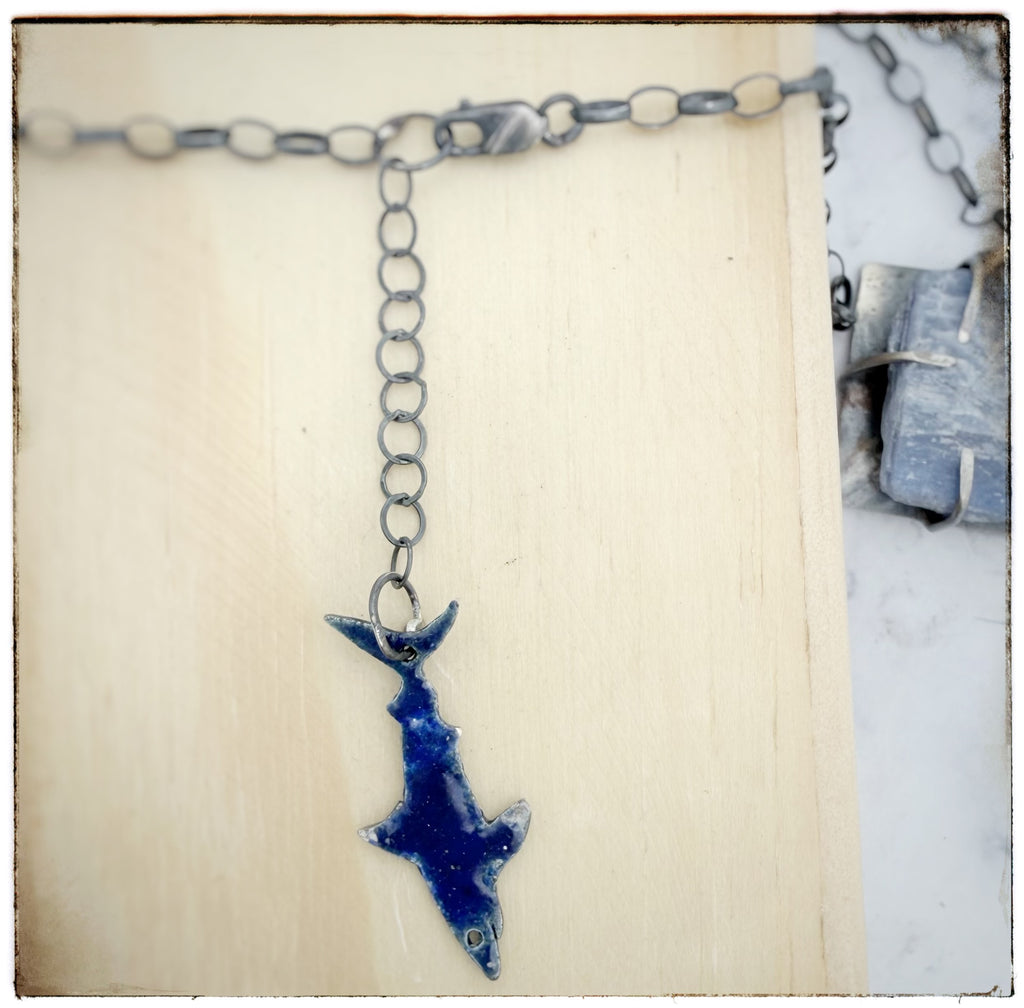 Raw Kyanite Sharks Swimming Necklace
