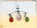 3 Rose-Cut Gemstone- Carnelian Ametrine Vesuvianite Necklace