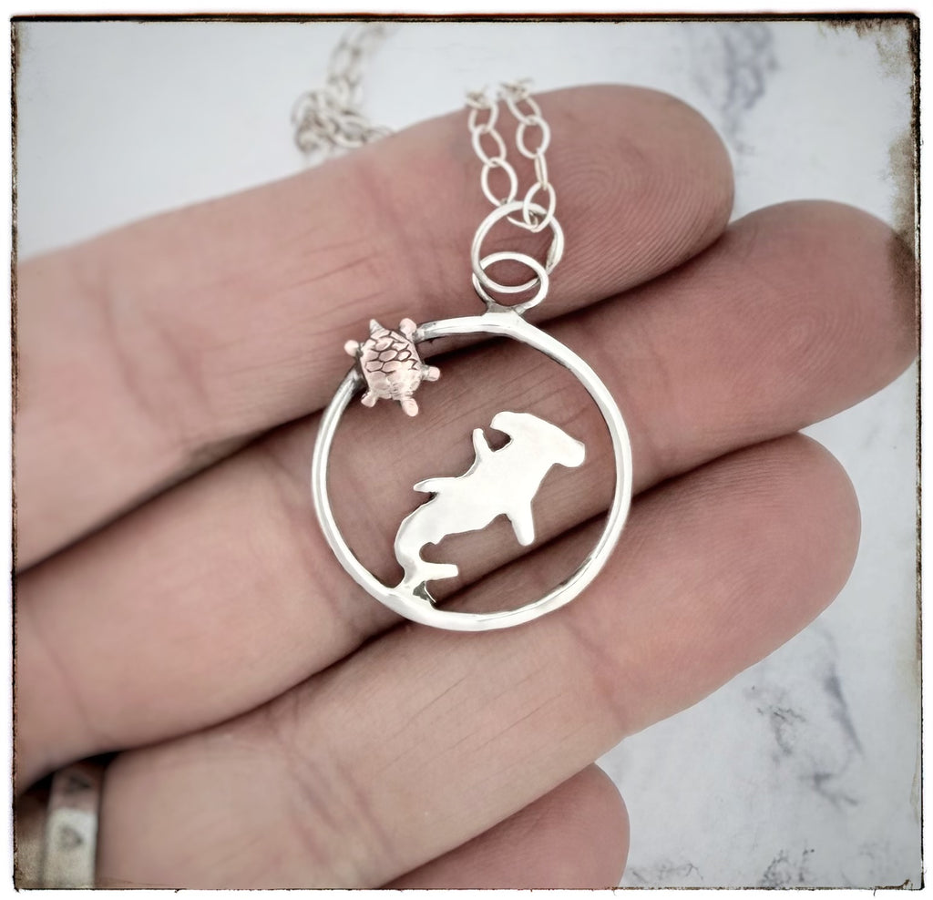 Tiny Hammerhead Shark Circle Necklace