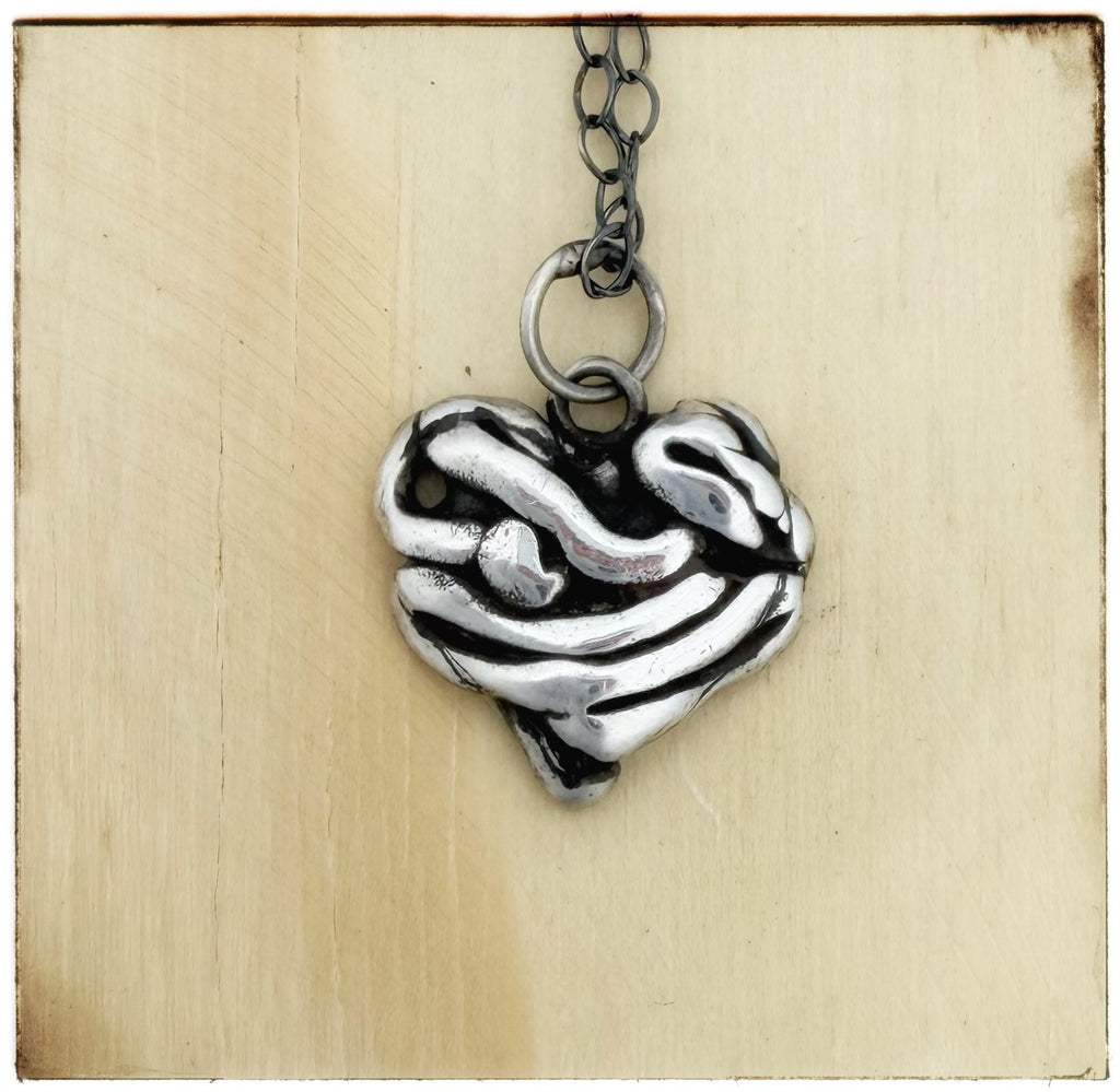 Silver Heart Sculptural Necklace