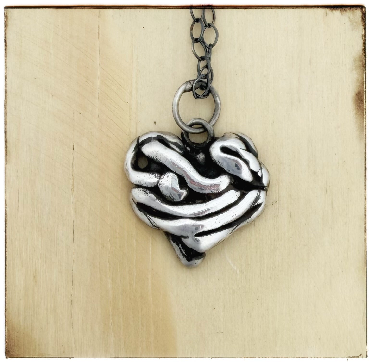 Silver Heart Sculptural Necklace