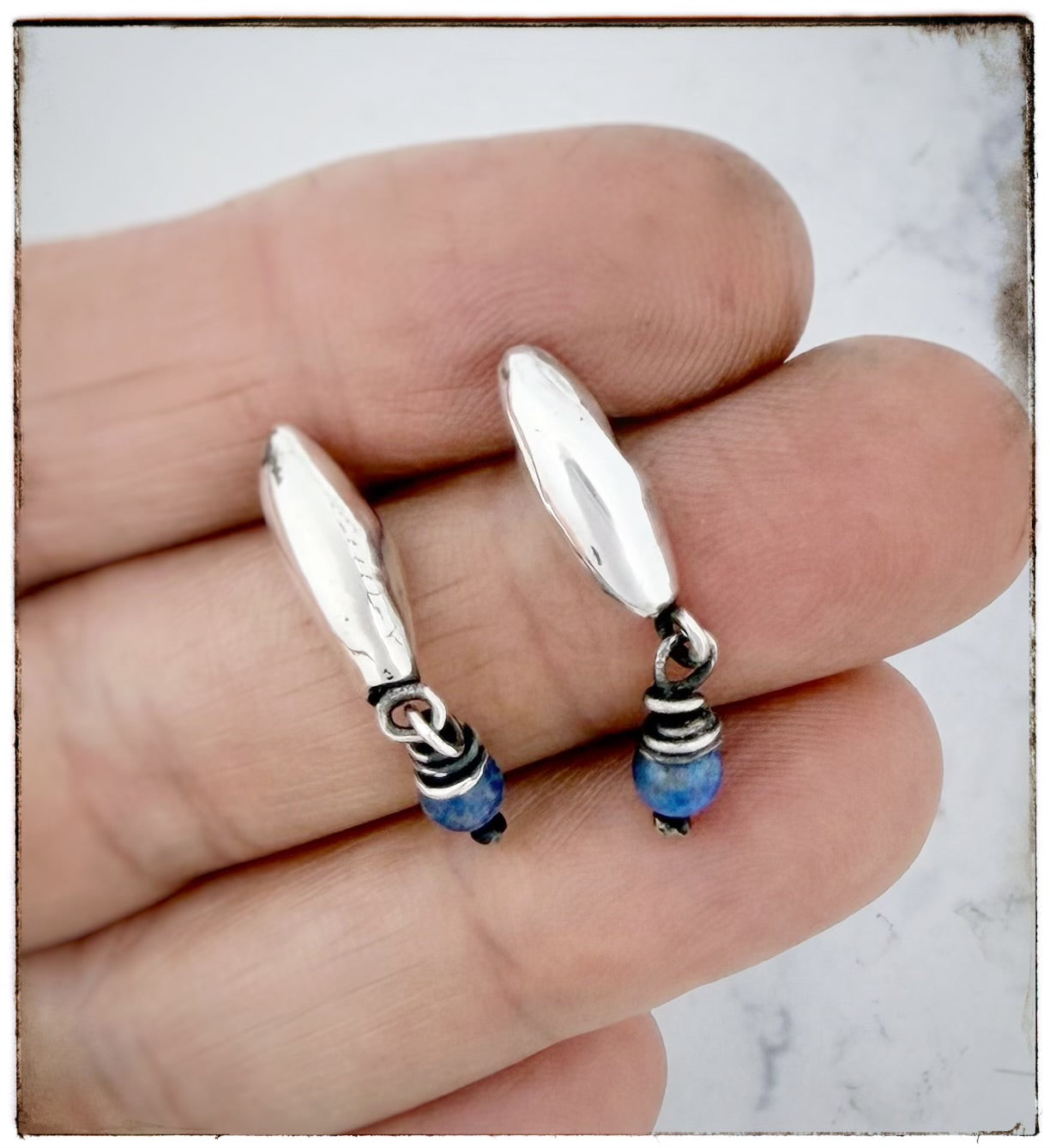 Lapis Water Drop Post Earrings