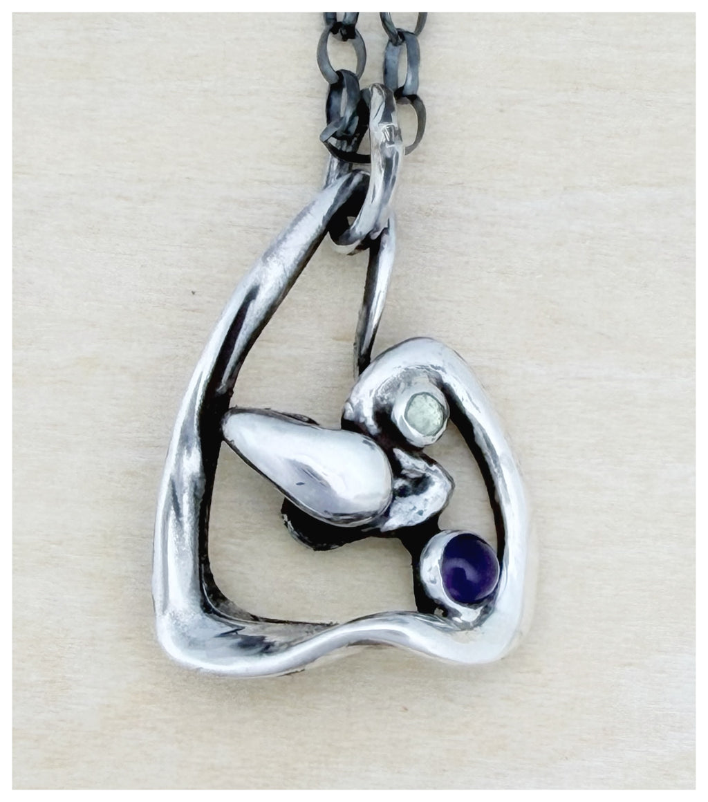 Sculptural Sterling Silver Triangle Pendant