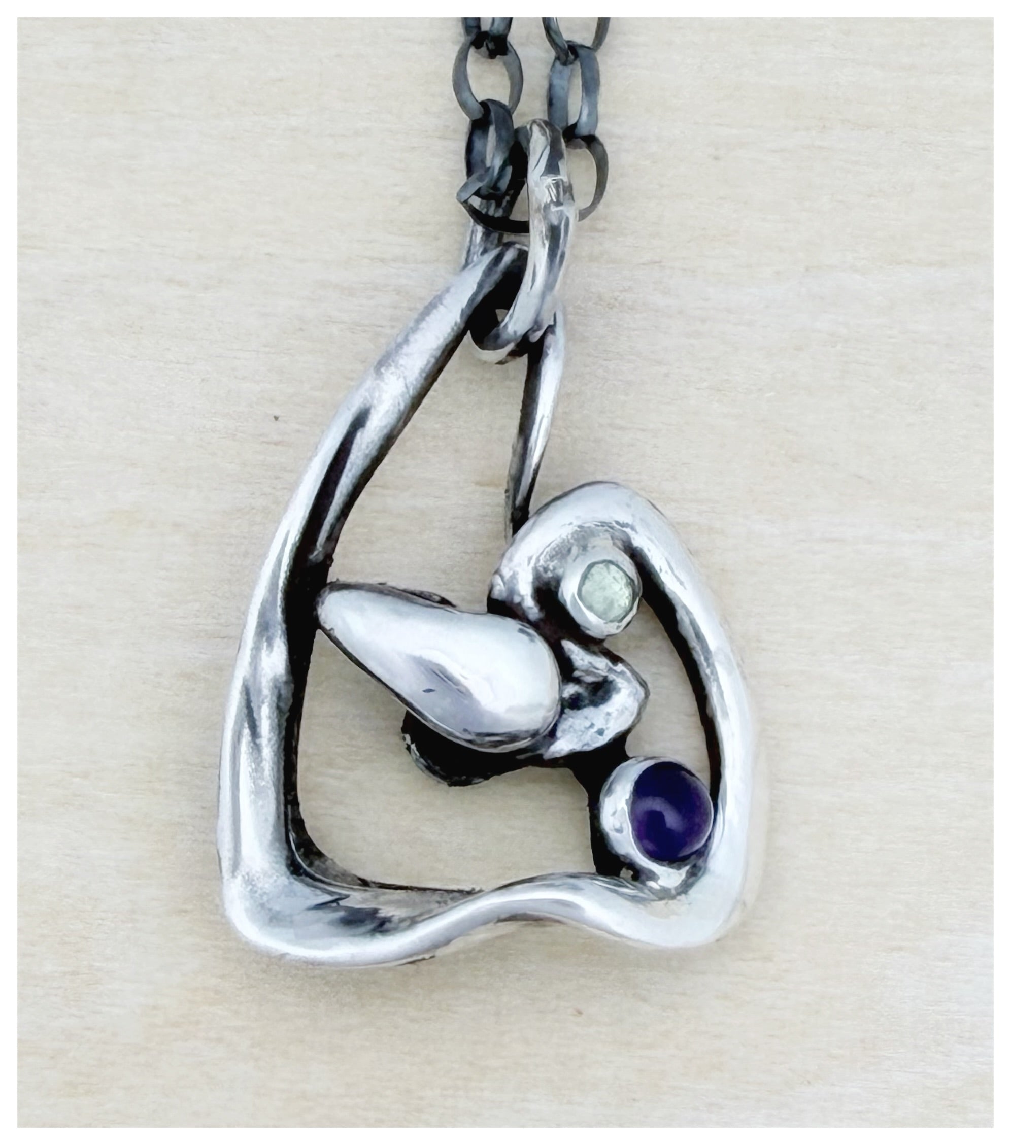 Sculptural Sterling Silver Triangle Pendant