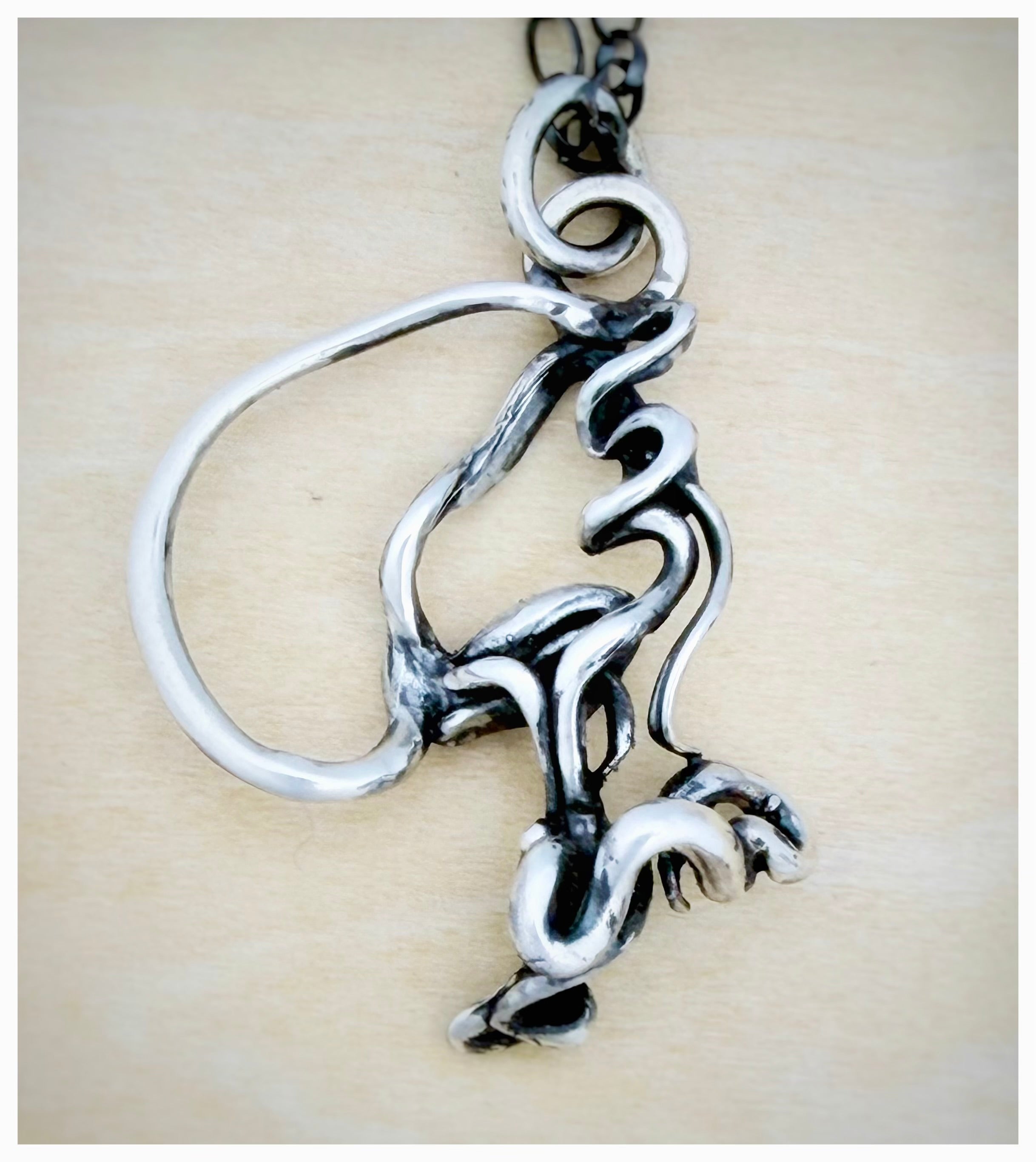 Sculptural Sterling Silver Pendant-With Herkimer Diamond & pink Tourmaline-or without gemstones
